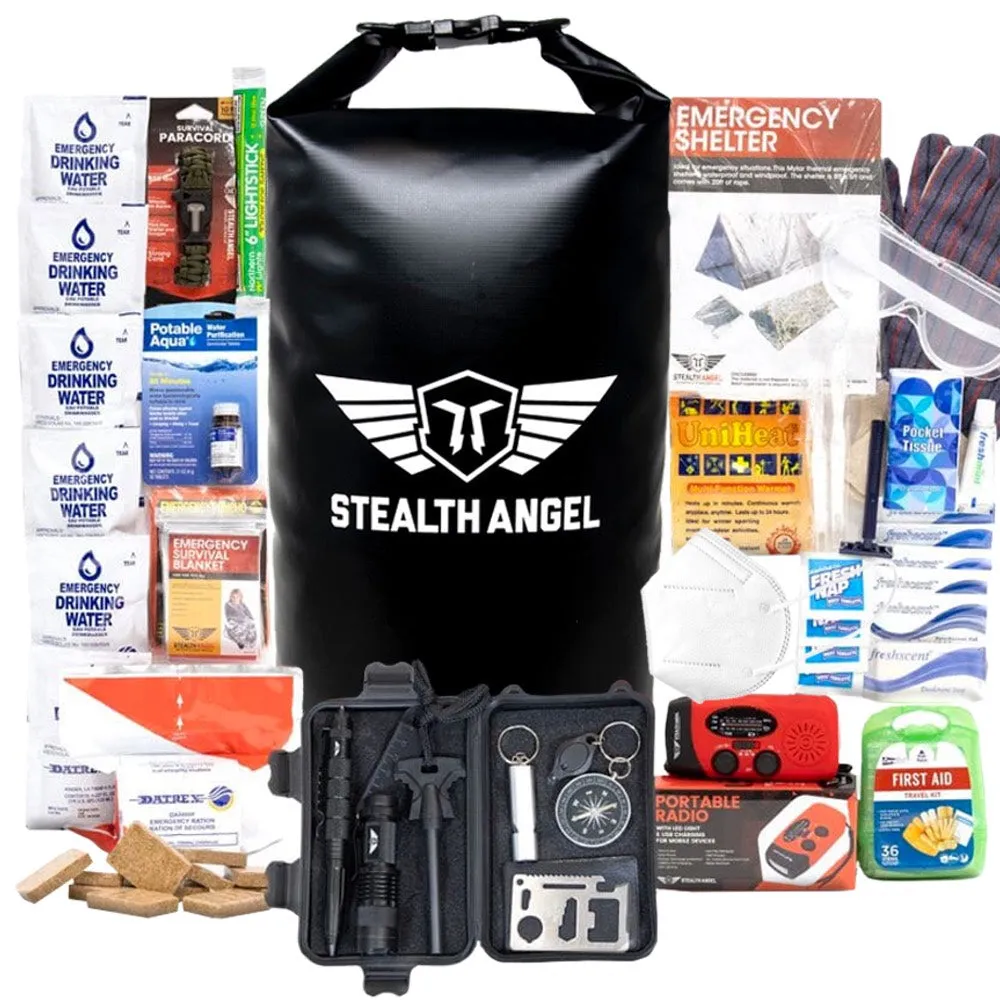 1 Person Survival Dry Bag  /  Waterproof Emergency Kit (72 Hours) Stealth Angel Survival