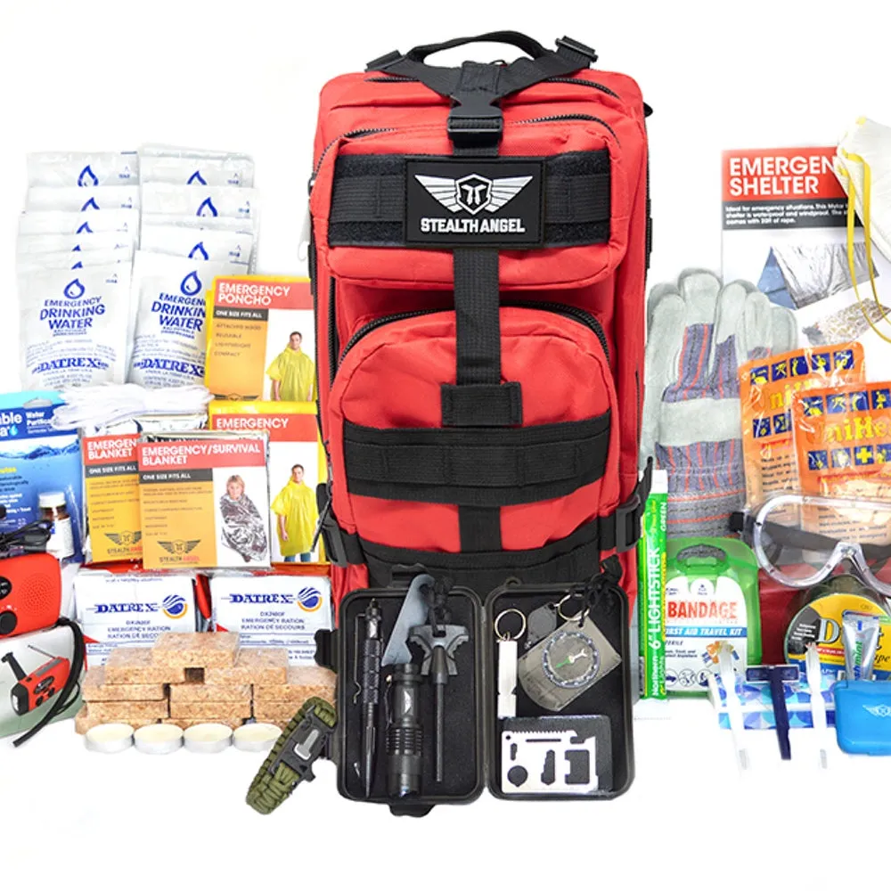 2 Person Emergency Preparedness Kit /  Red Survival Backpack  (72 Hours) Stealth Angel Survival