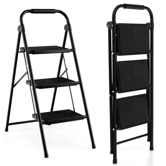 2-Step/3-Step Ladder with Wide Anti-Slip Pedal-3-Step