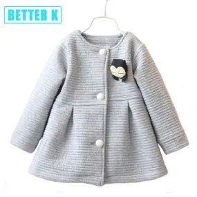 2017 Spring Children Jackets Baby Little Penguin Single Breasted Child Coat Girl Outerwear Jackets For Girls Bow Girl Clothes