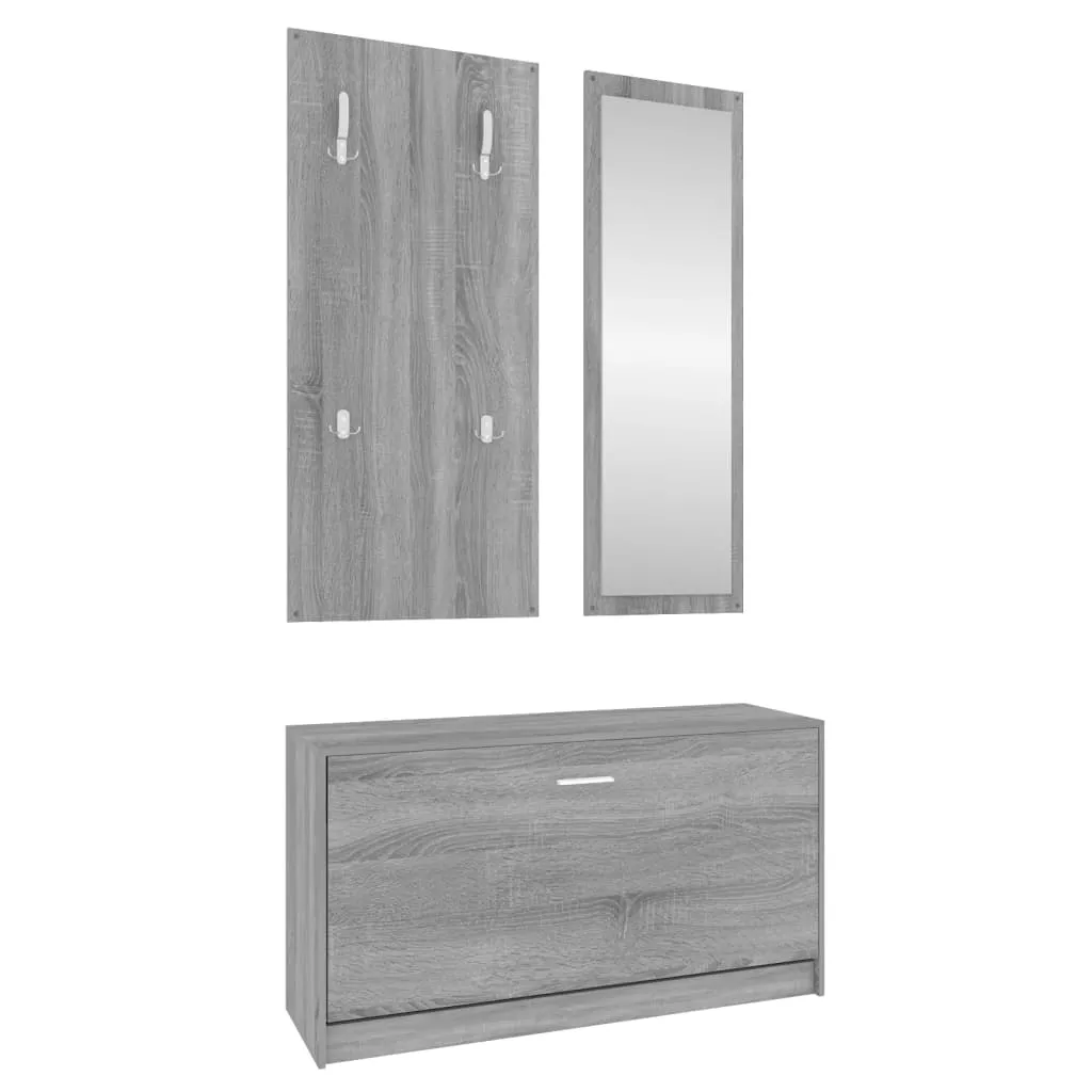 3-in-1 Shoe Cabinet Set Grey Sonoma Engineered Wood