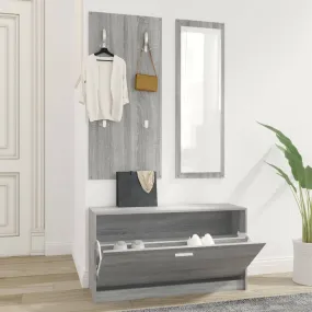 3-in-1 Shoe Cabinet Set Grey Sonoma Engineered Wood