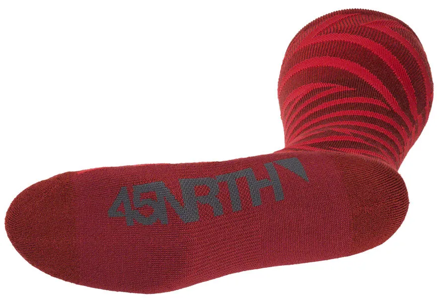 45NRTH Dazzle Midweight Knee High Wool Sock - Chili Pepper/Red Large