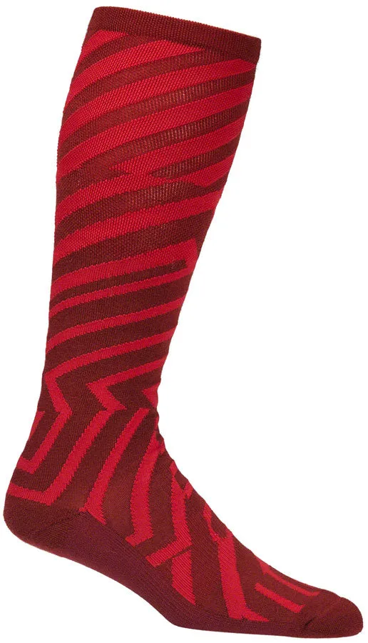 45NRTH Dazzle Midweight Knee High Wool Sock - Chili Pepper/Red Large