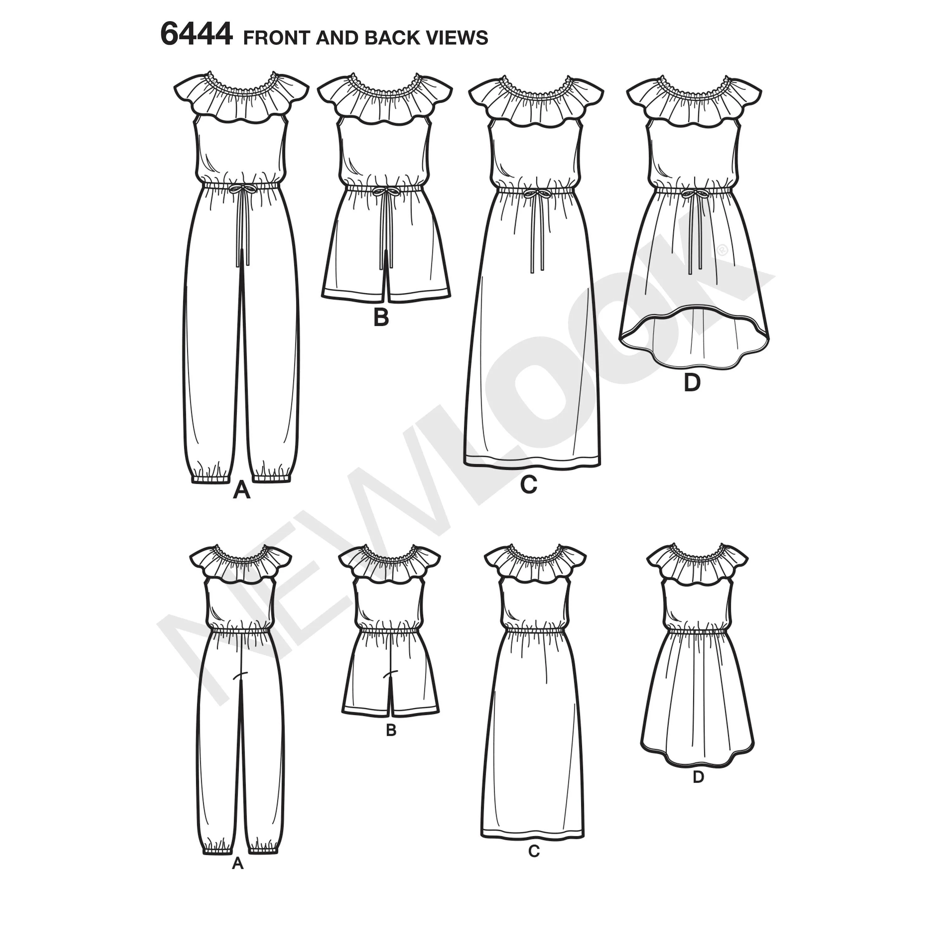 6444 Girl's Dress and Jumpsuit in Two Lengths