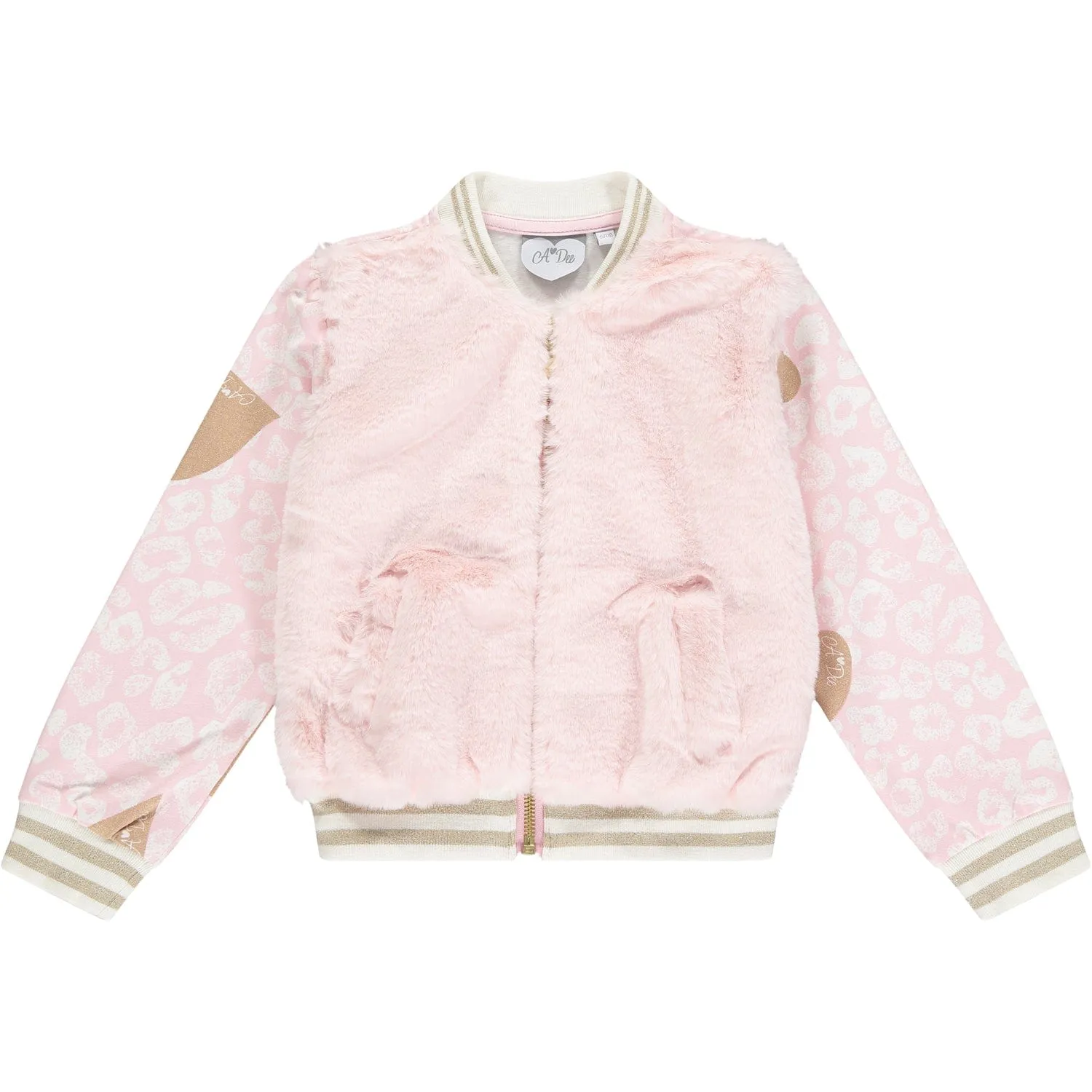 A DEE - Perry Faux Fur Bomber Jacket - Pale Pink