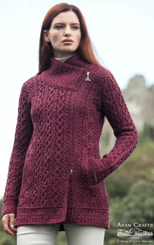 Aran Crafts Athenry Asymmetric Coat | Purple