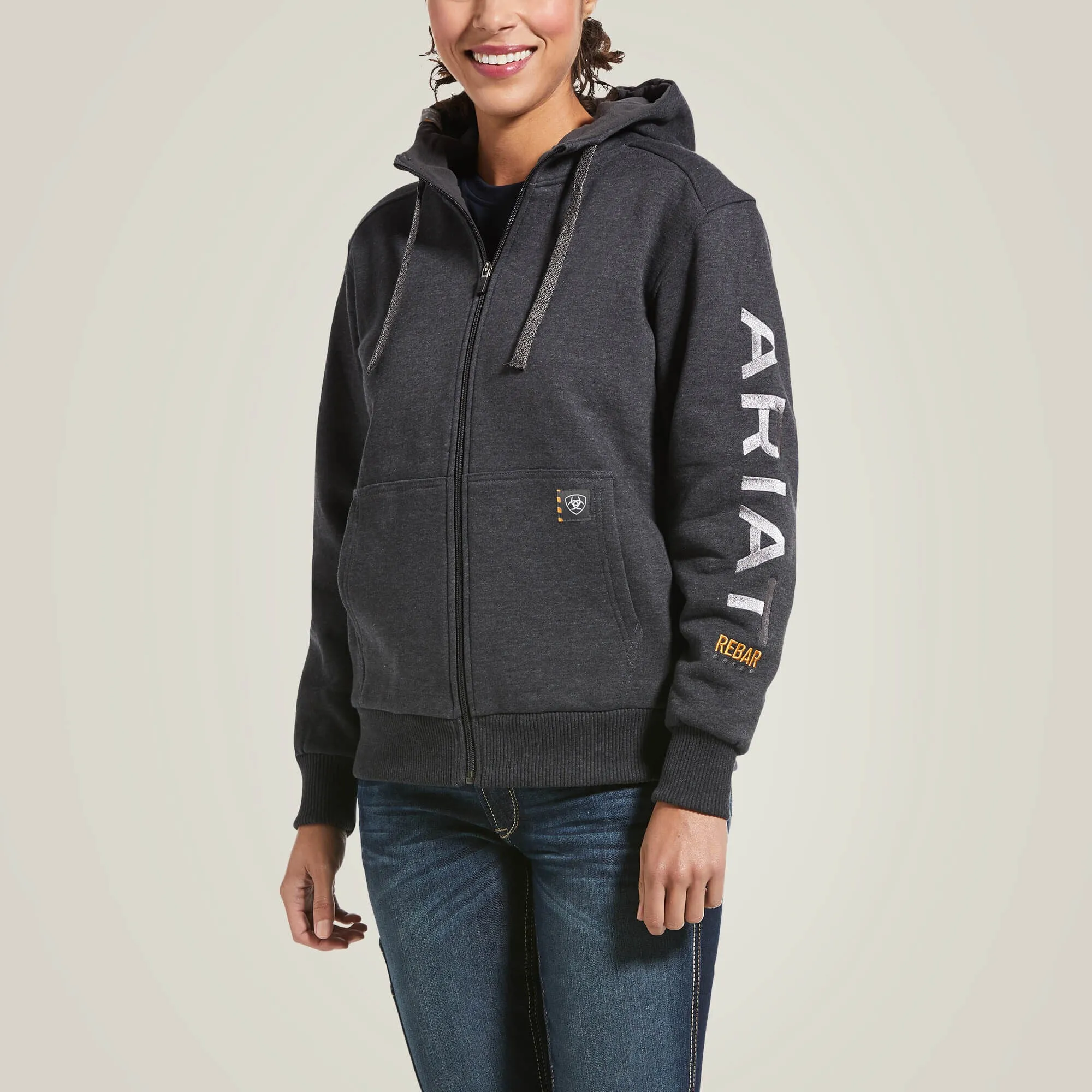 ARIAT Rebar All-Weather Full Zip Hoodie - Womens - Charcoal Heather