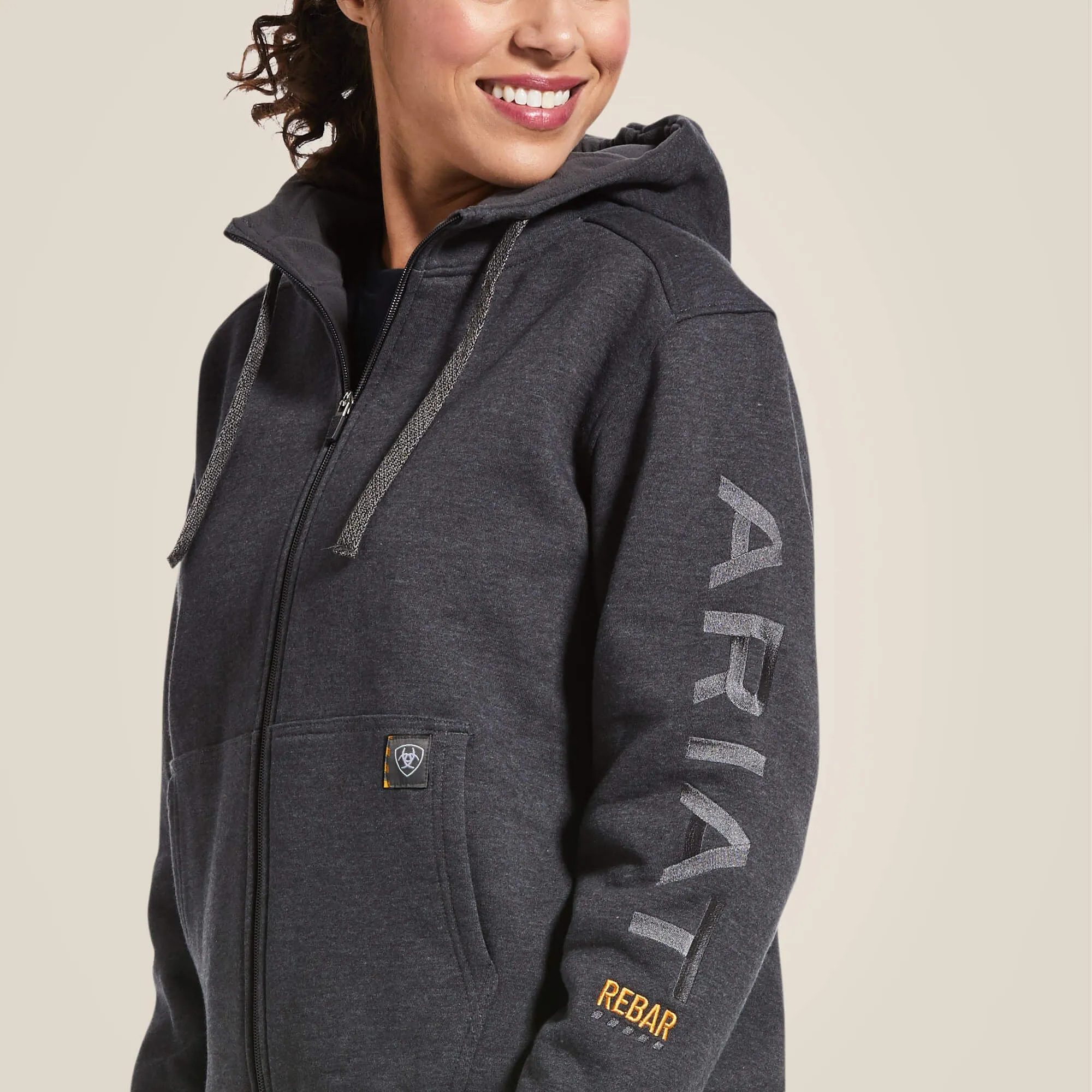 ARIAT Rebar All-Weather Full Zip Hoodie - Womens - Charcoal Heather