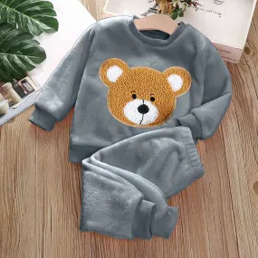 Babymoon Set of 2 | Baby Sleepwear Nightsuit Kid’s Nightdress T-shirt with Pants Pajamas Winter Sweater | Grey