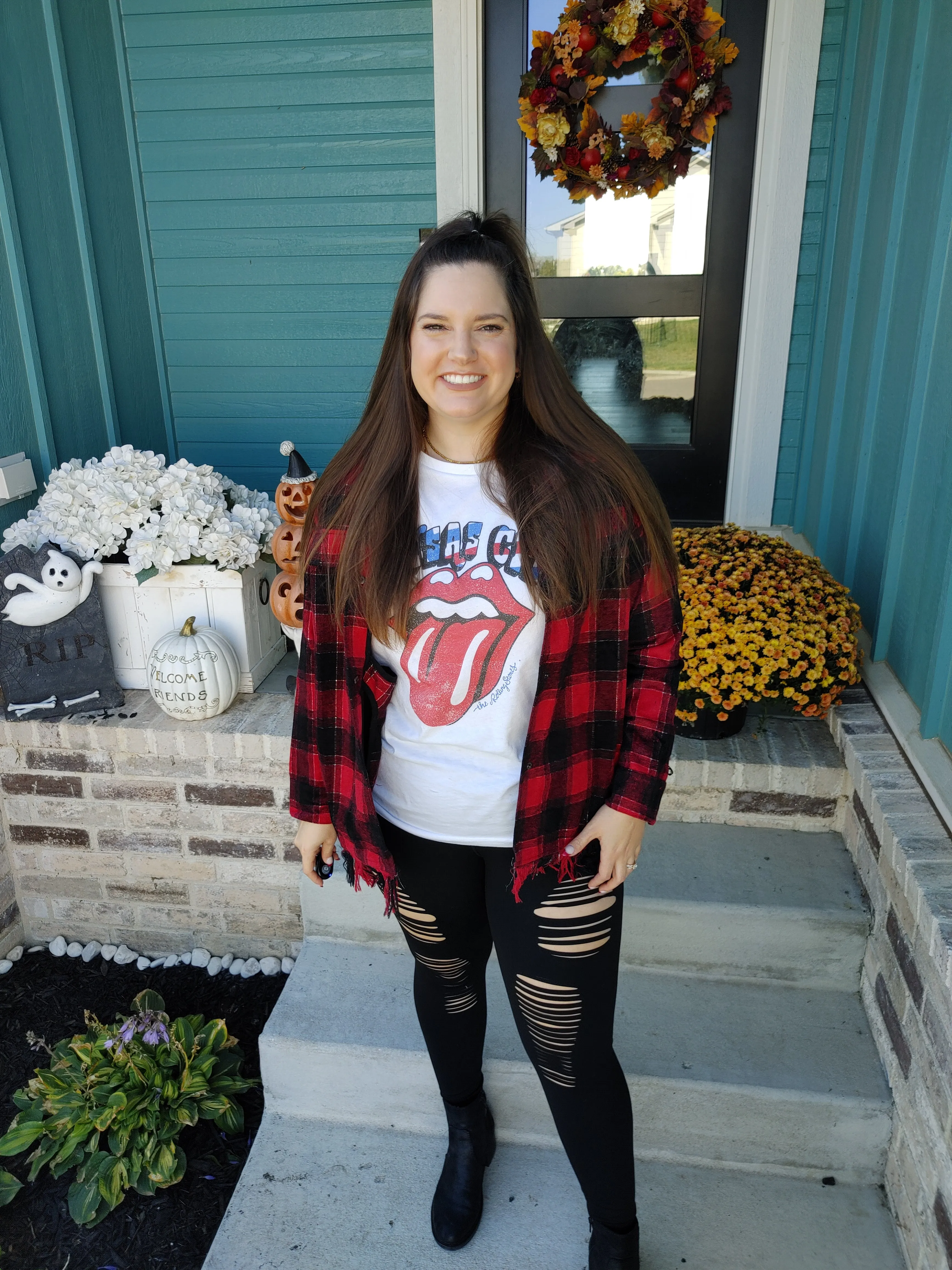 Black & Red Fringe Plaid Buttondown