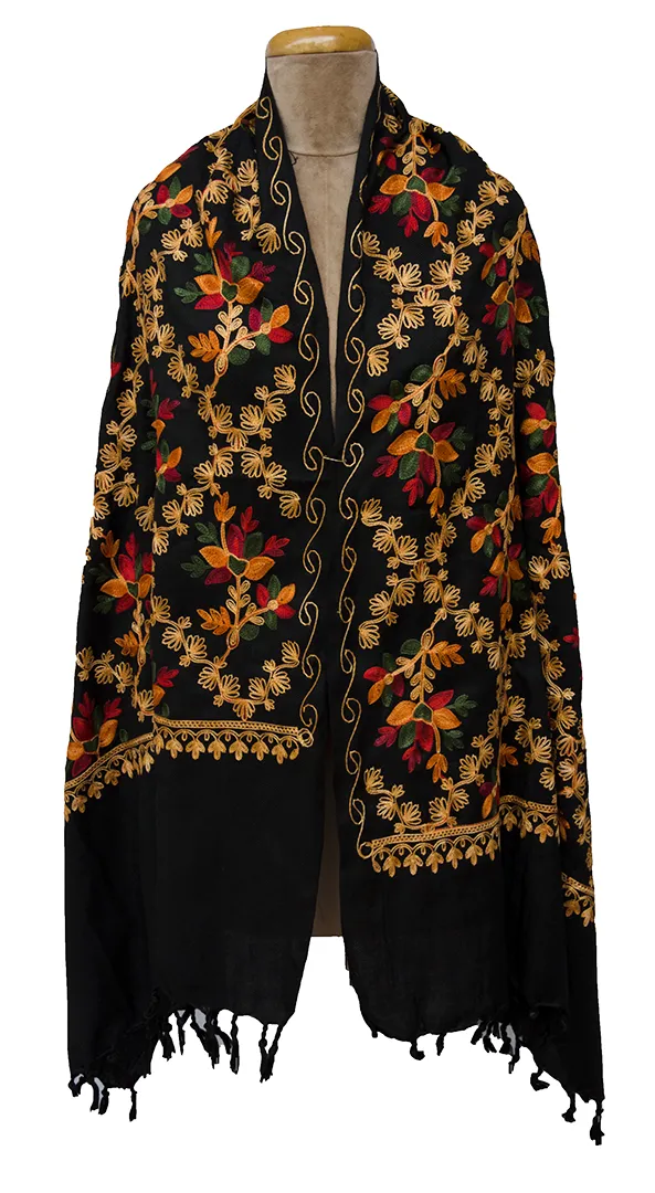 Black Embroidered Shawl S67