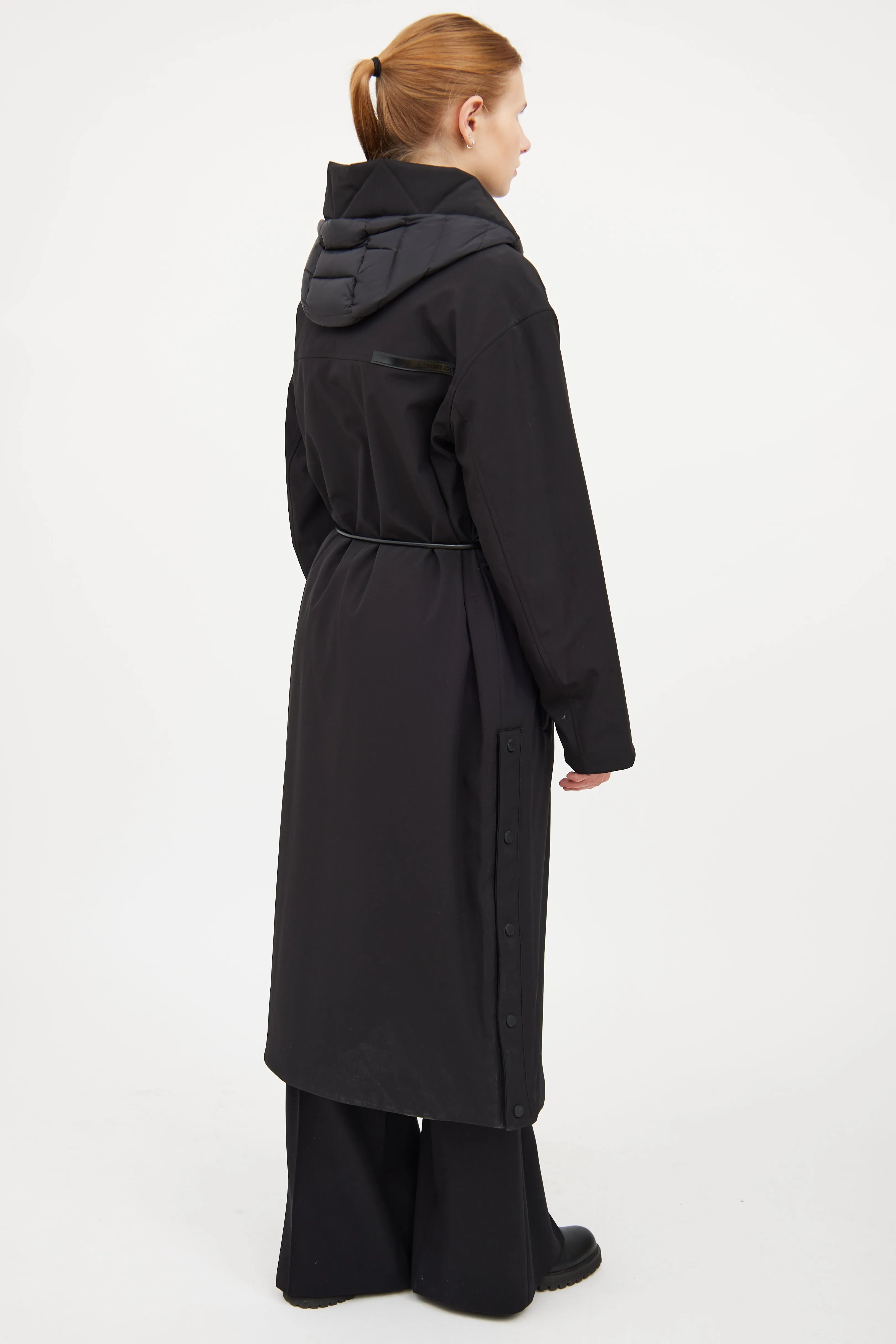 Black Long Snap Button Coat