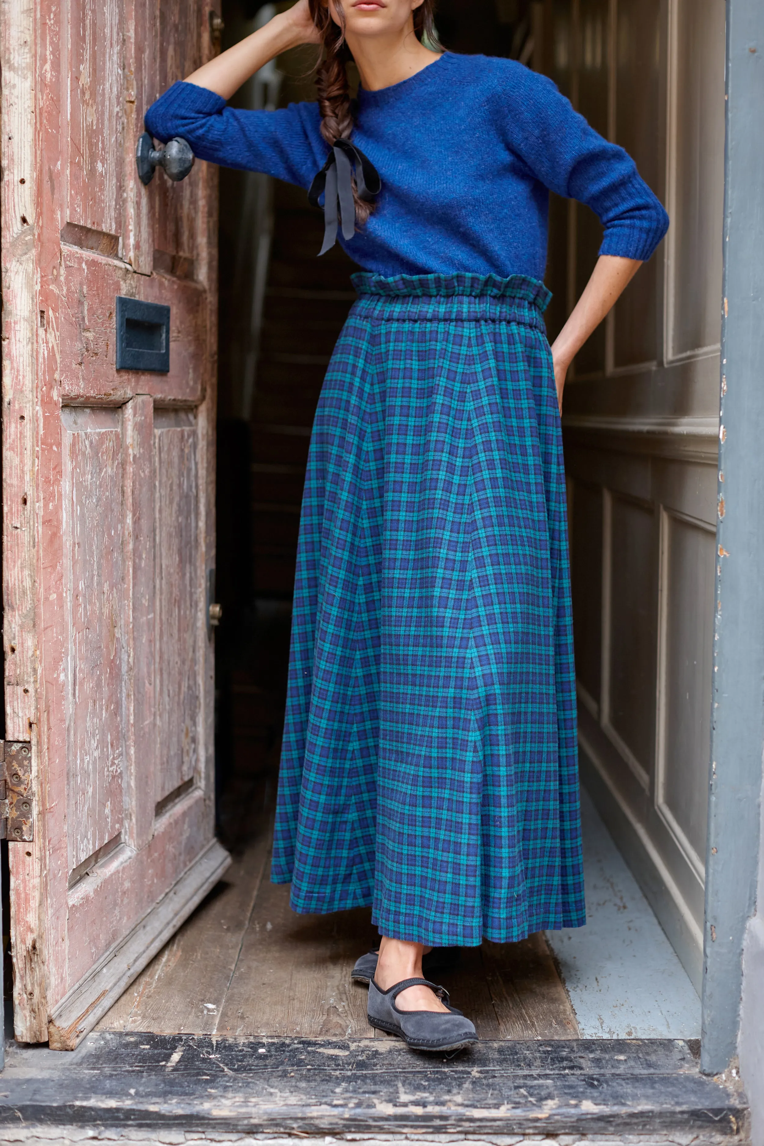 Blackwatch Brushed Tartan Pinafore Skirt