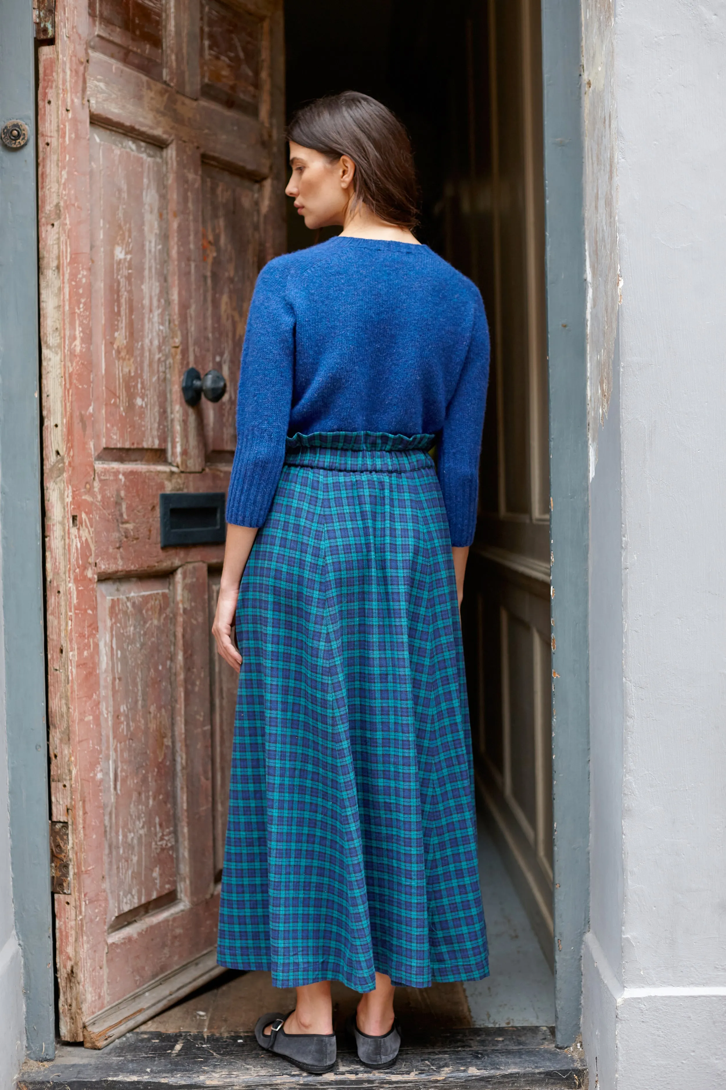 Blackwatch Brushed Tartan Pinafore Skirt