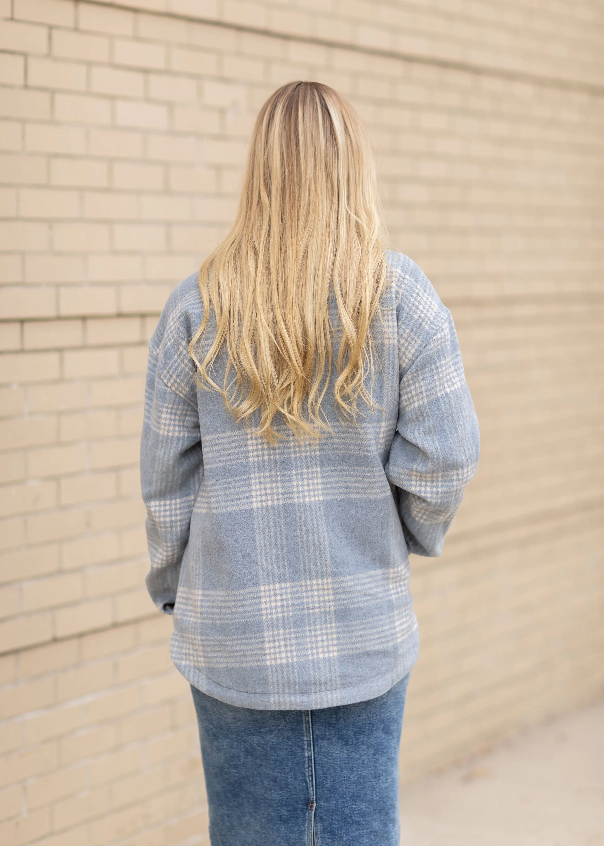 Blue Plaid Button Up Shacket