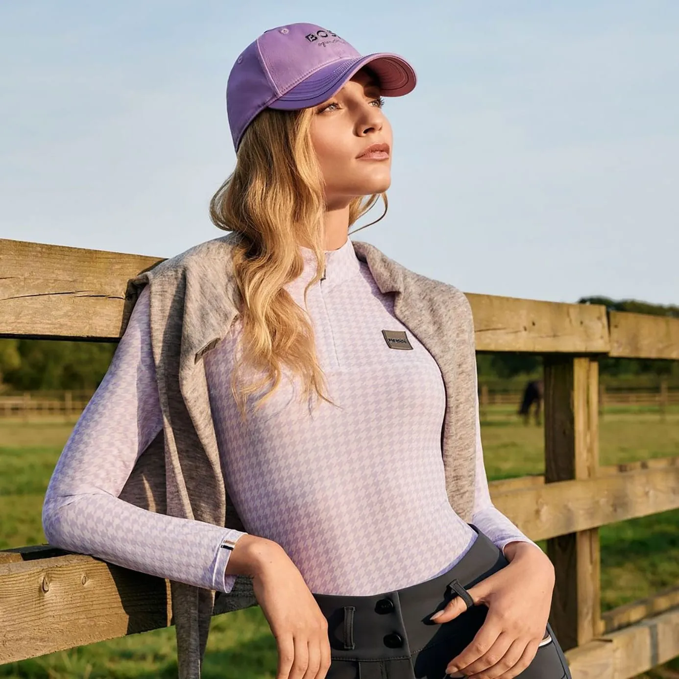 BOSS Equestrian Rachel Base Layer - Houndstooth Chalk Violet