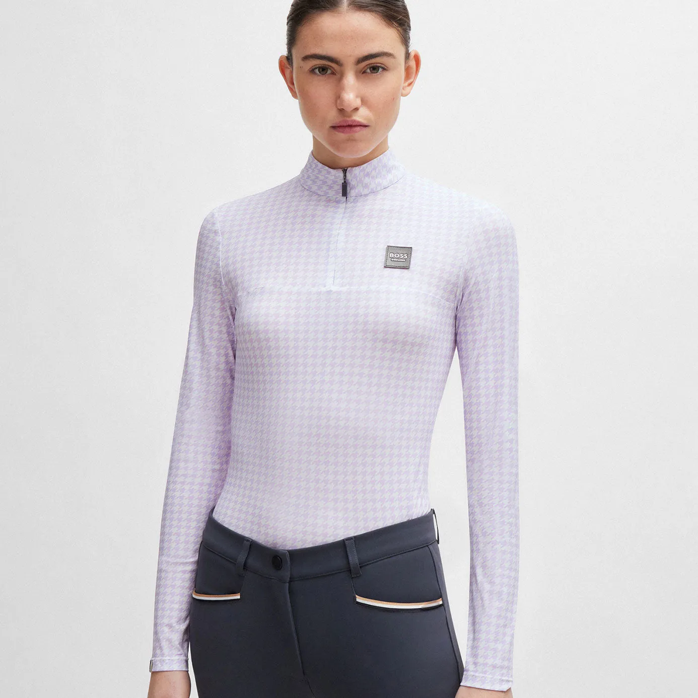 BOSS Equestrian Rachel Base Layer - Houndstooth Chalk Violet