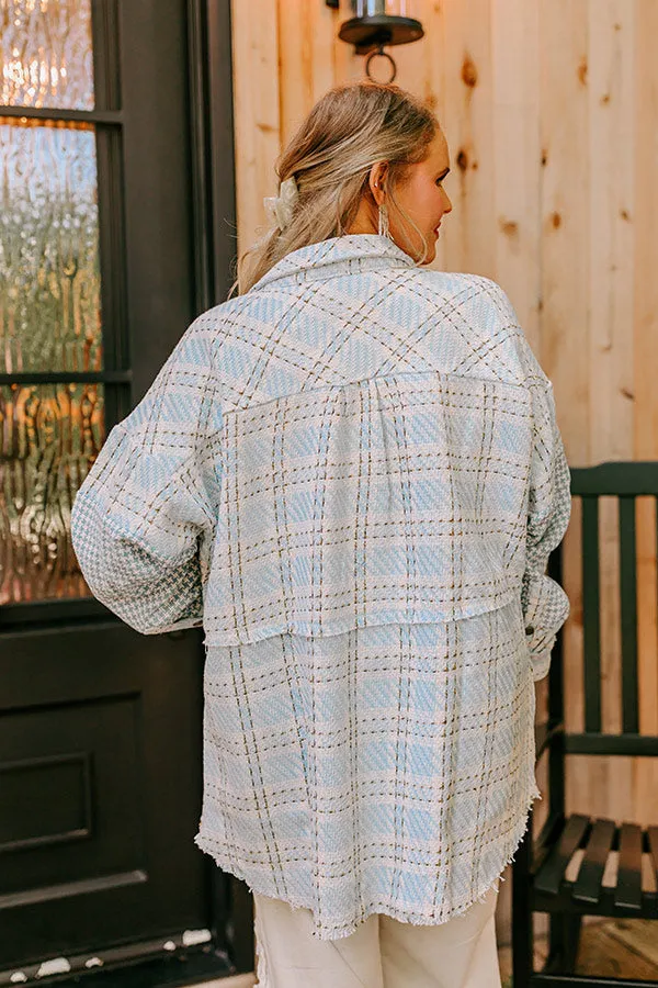 Boston BFF Tweed Jacket In Sky Blue Curves