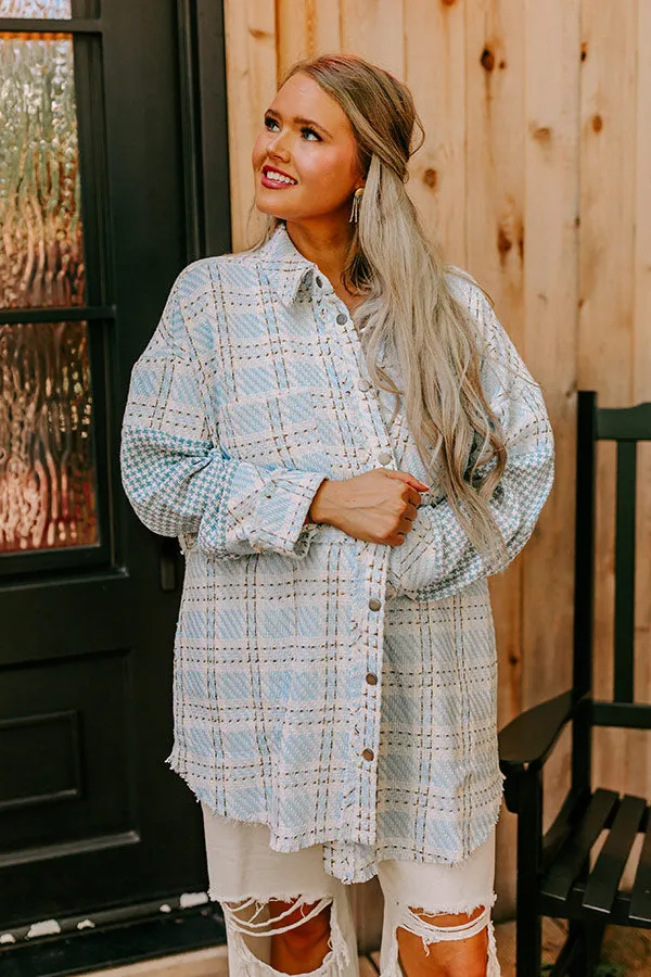 Boston BFF Tweed Jacket In Sky Blue Curves