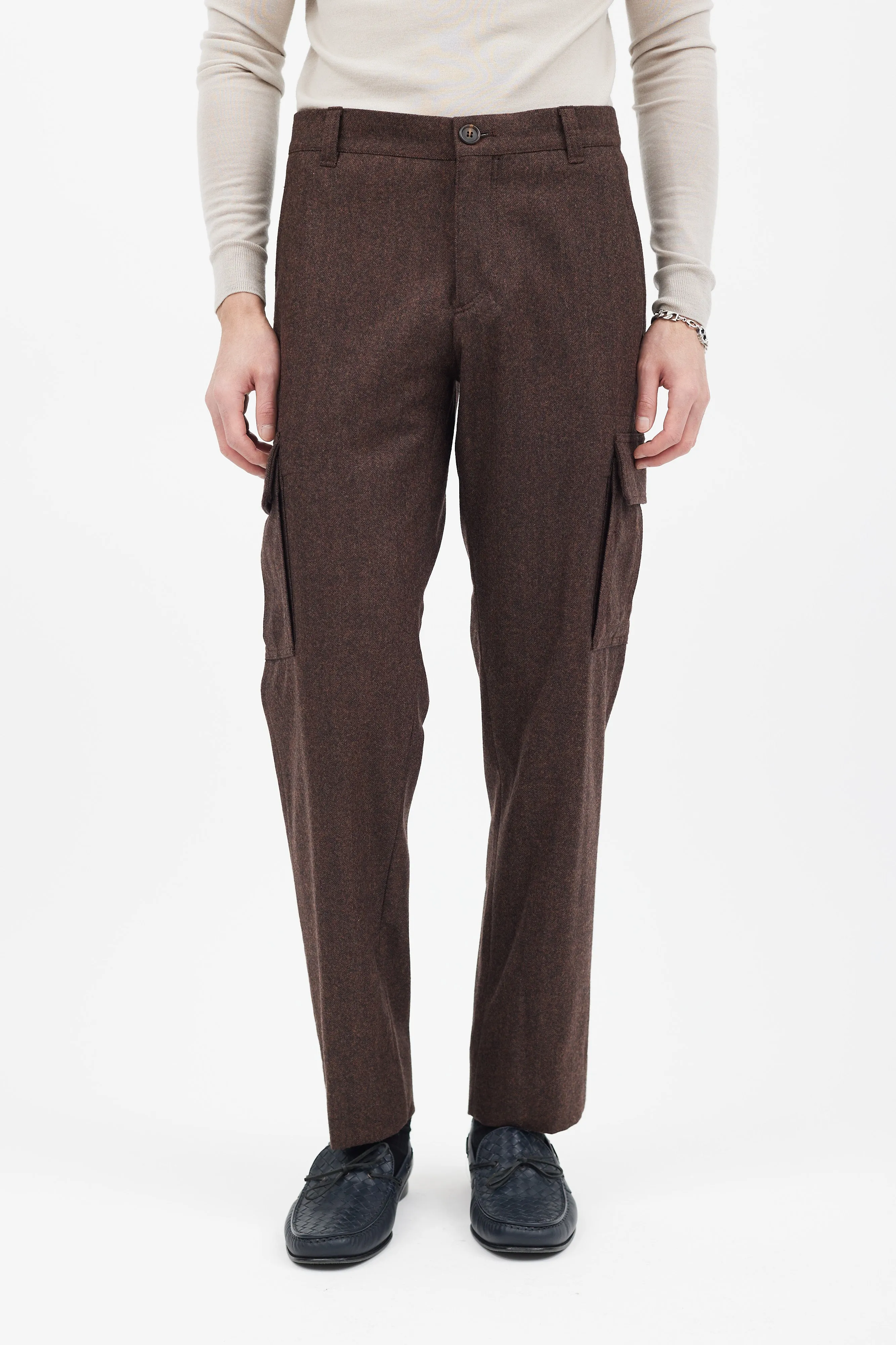 Brown Wool Cargo Trouser