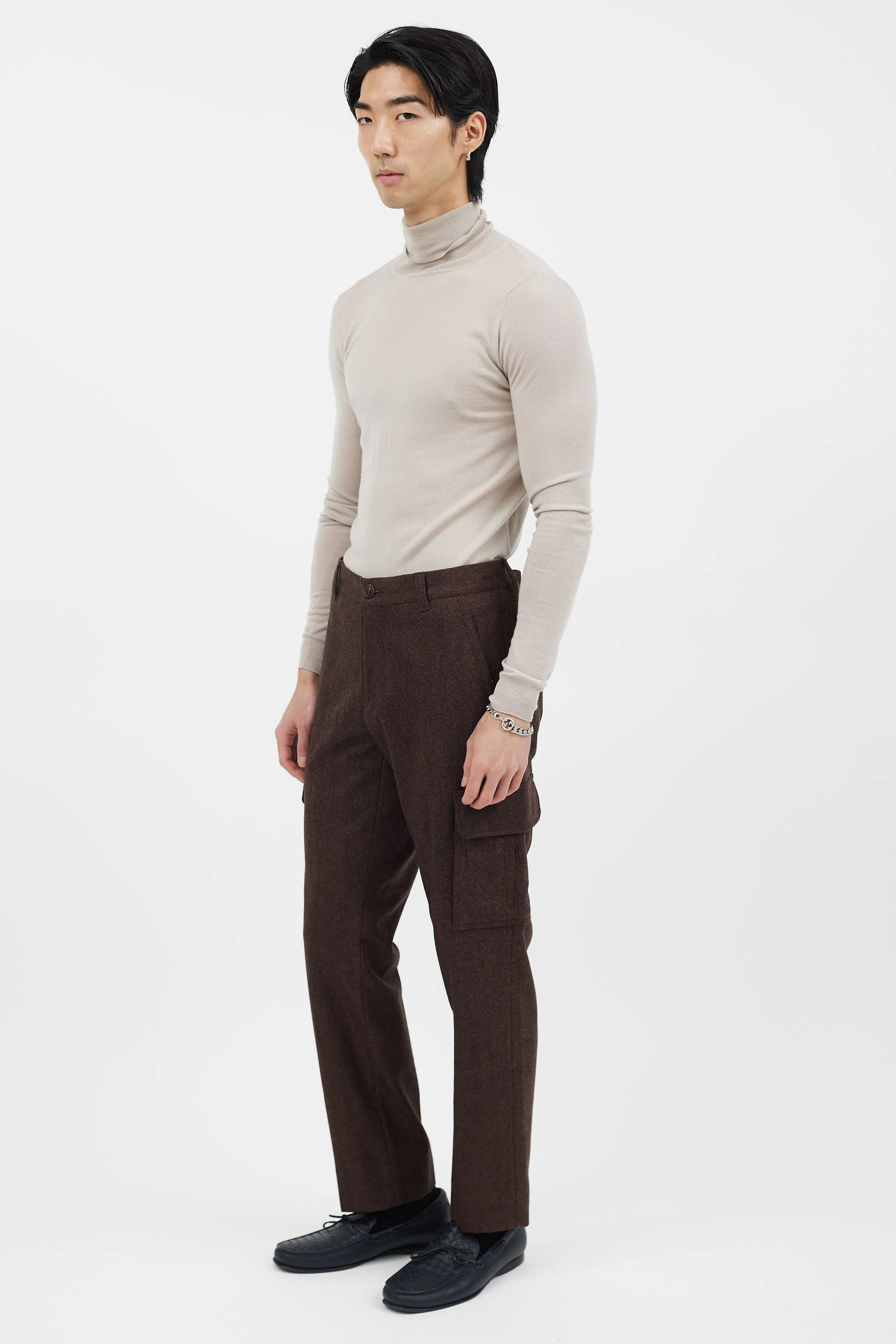 Brown Wool Cargo Trouser