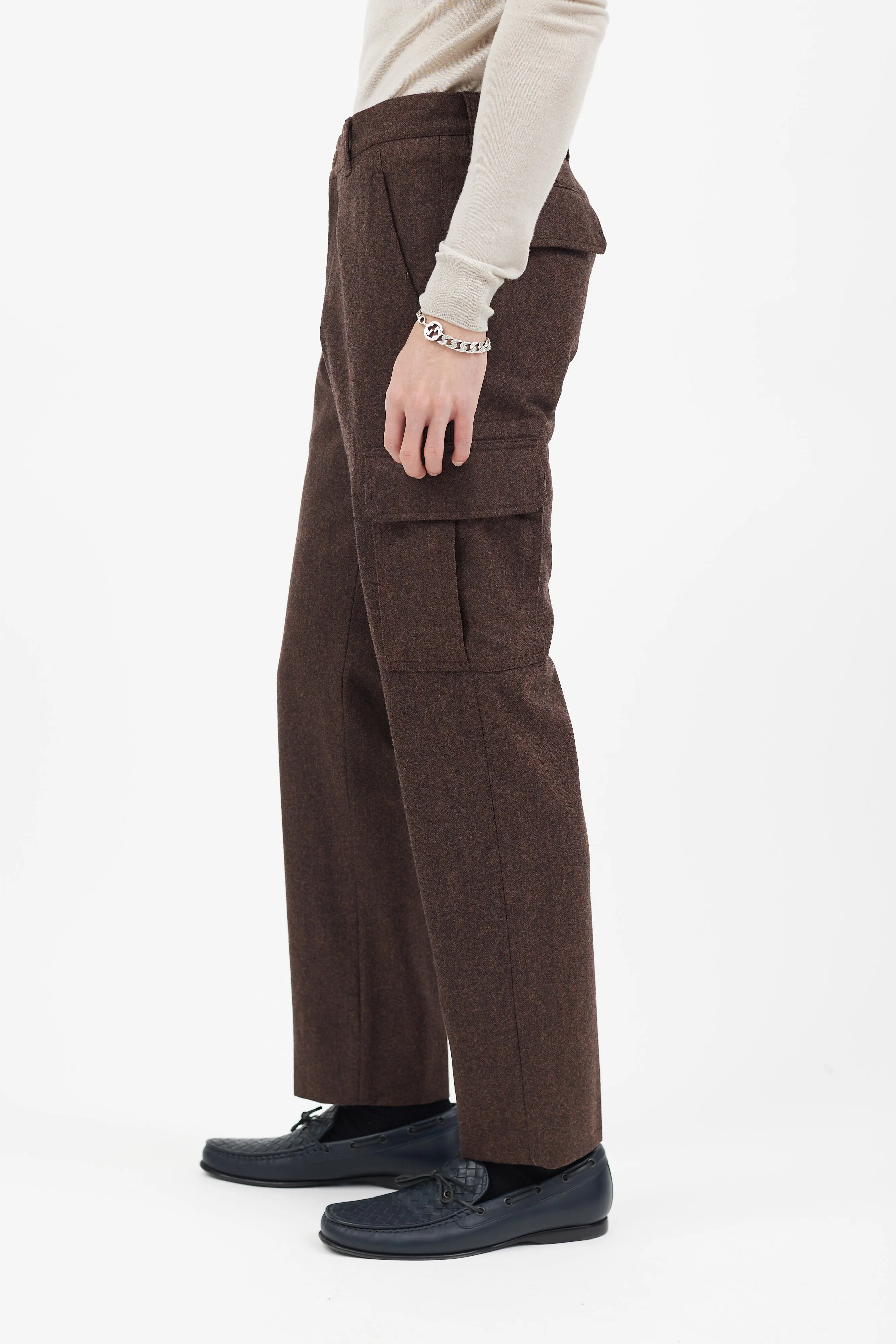 Brown Wool Cargo Trouser