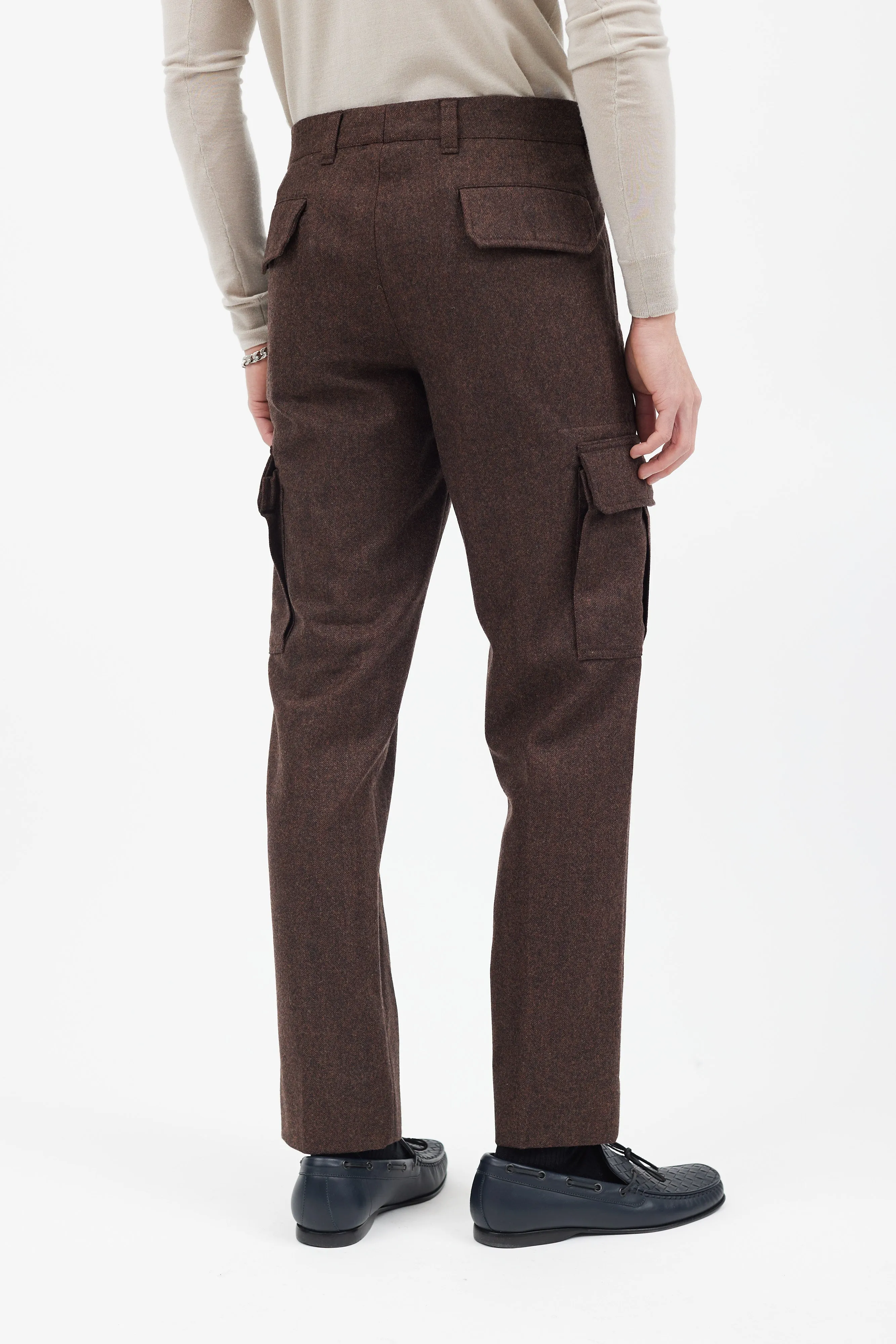 Brown Wool Cargo Trouser