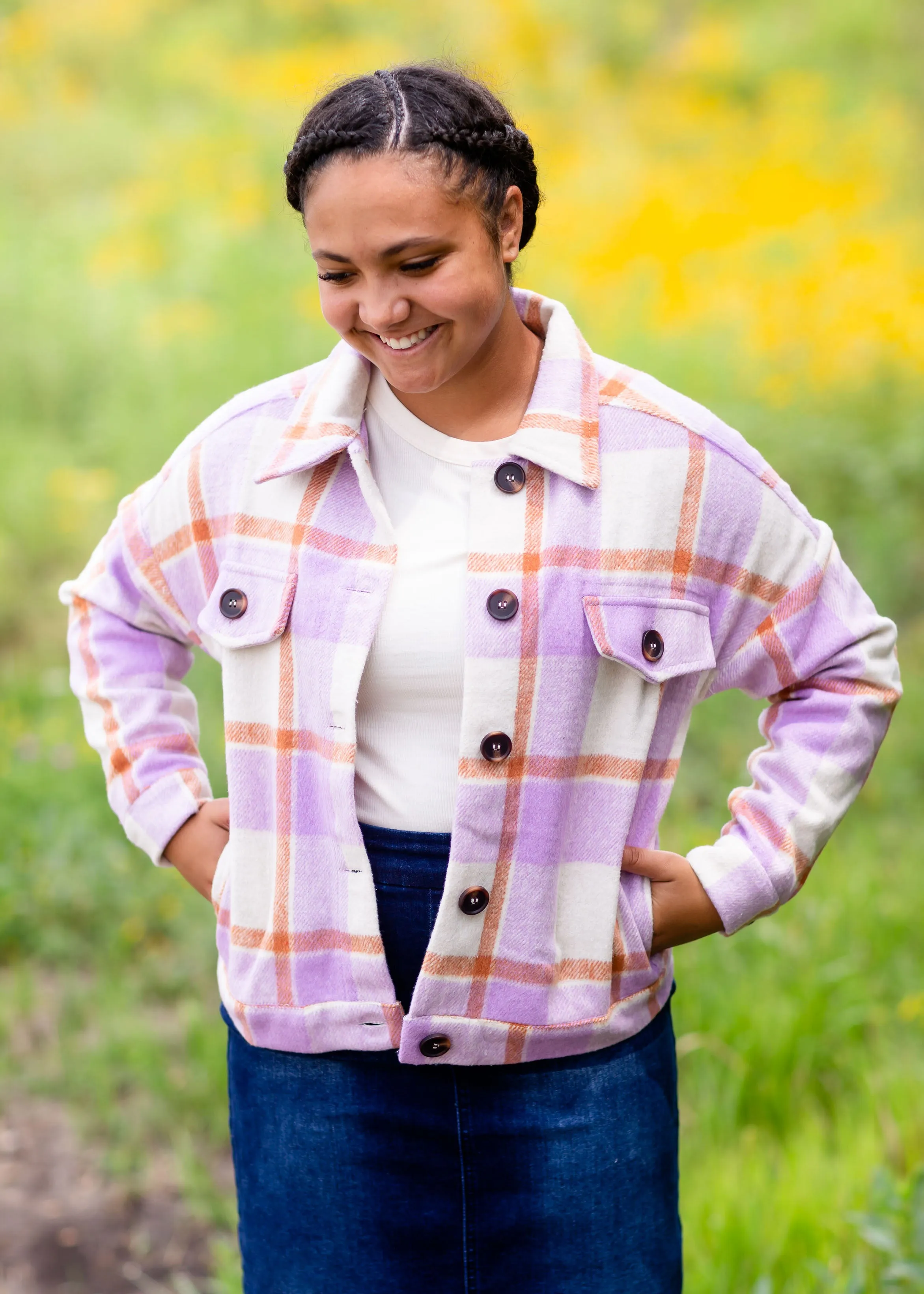 Button Up Lavender Shacket with Pockets - FINAL SALE