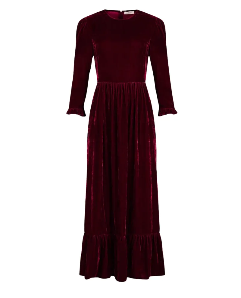 By Iris Shae Burgundy Velvet Dress