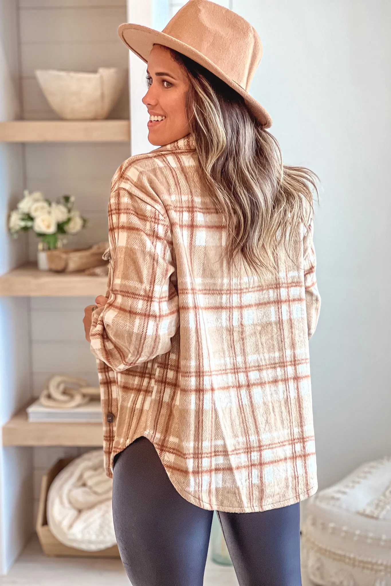 Camel Plaid Shacket