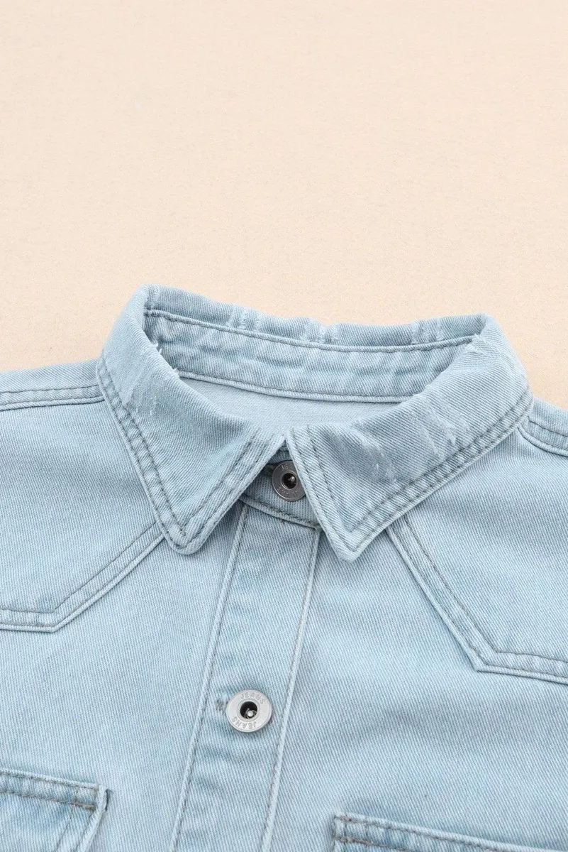 Chloe Light Denim Distressed Denim Jacket