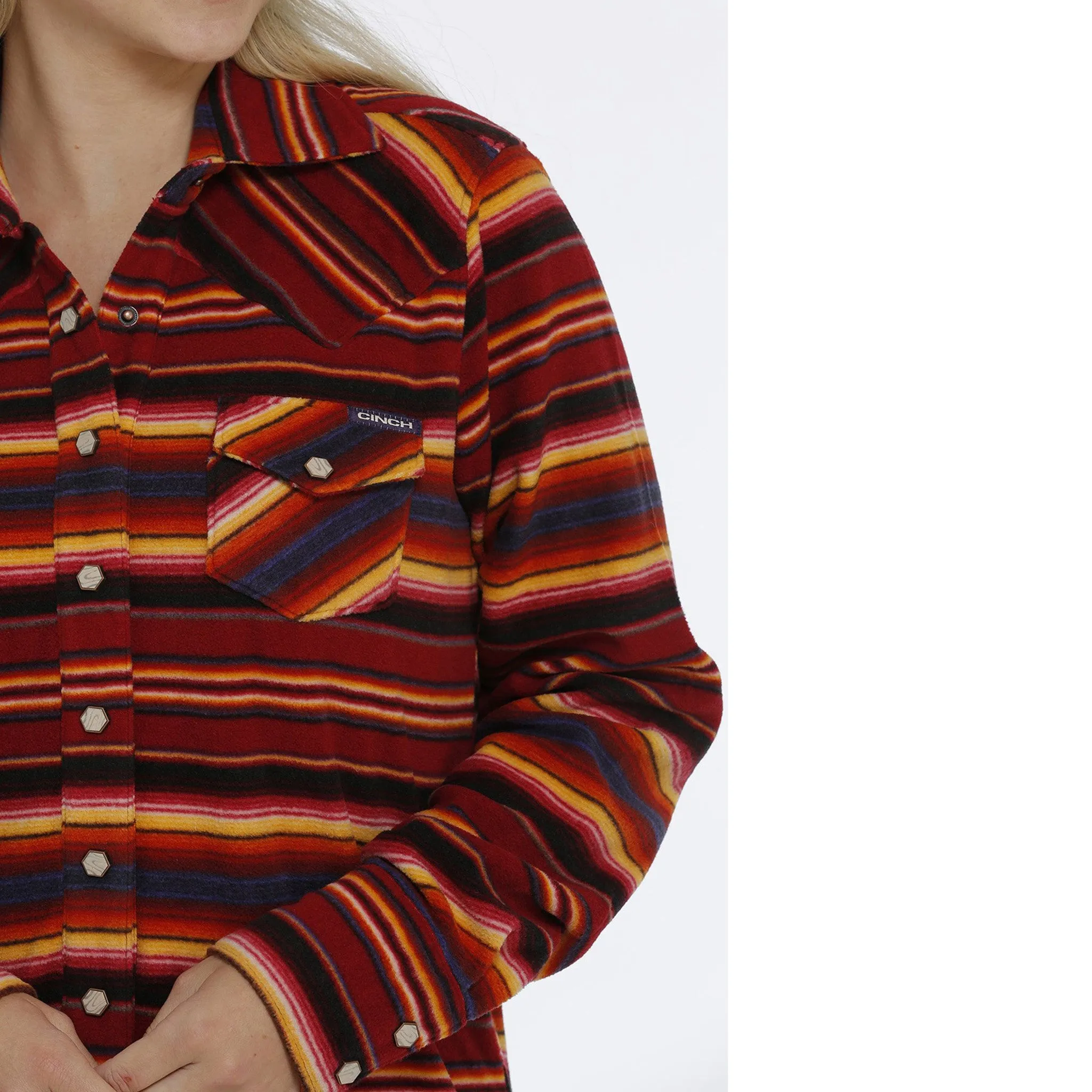 Cinch Women's Red Blanket Stripe Shacket