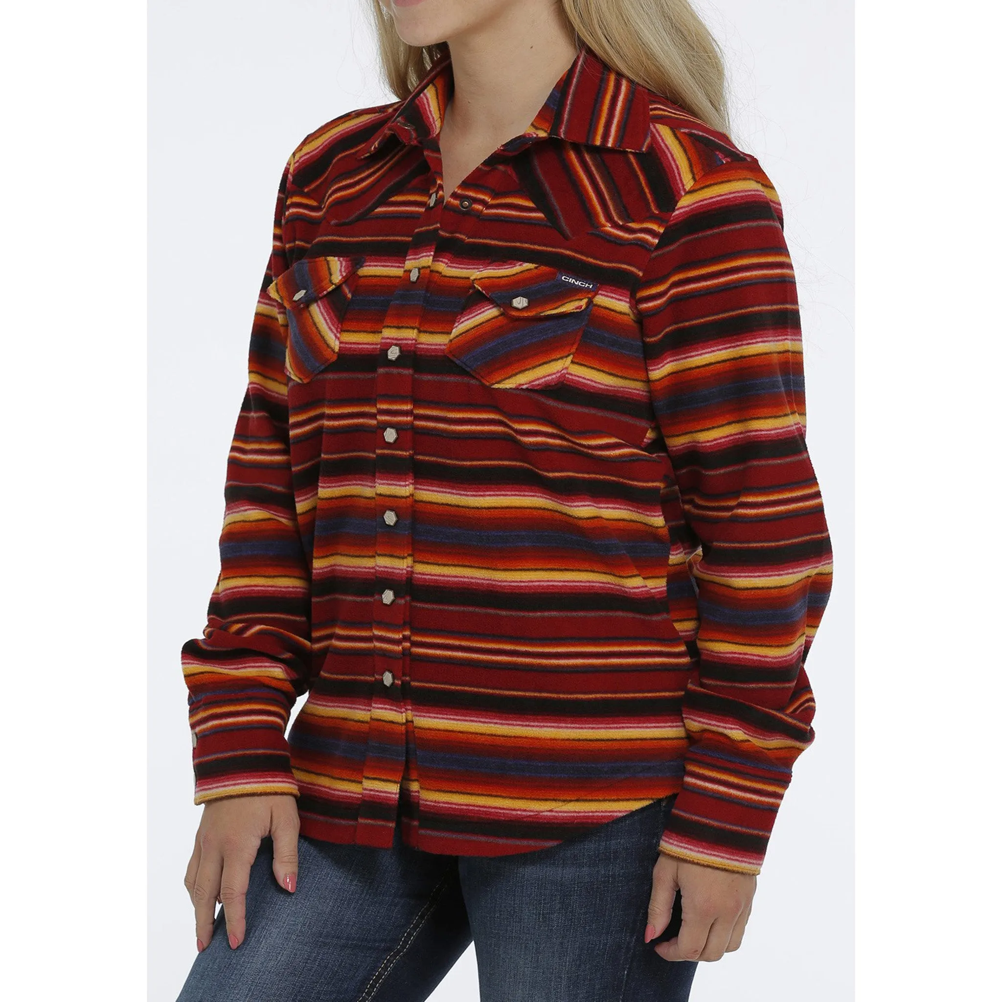 Cinch Women's Red Blanket Stripe Shacket