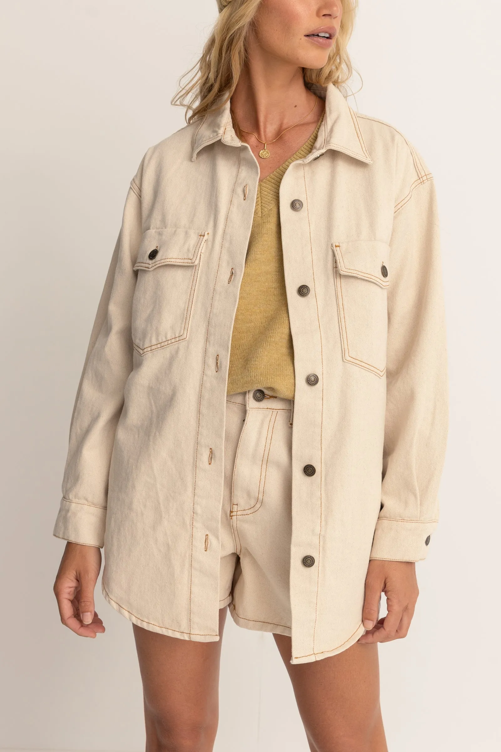 Claude Drill Shacket Natural