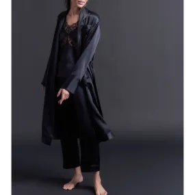 Claudette Robe in Black Silk Charmeuse