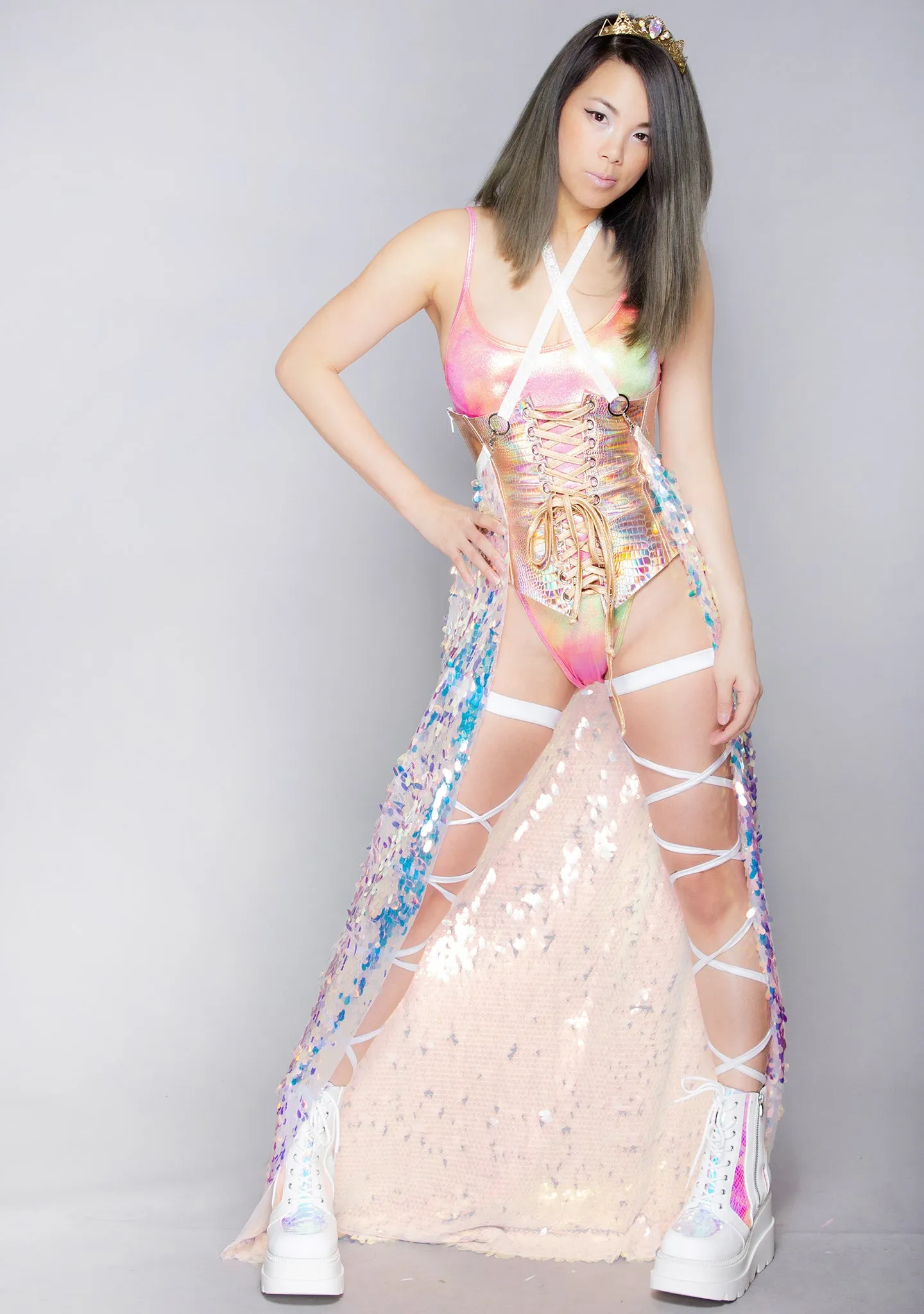 Cosmic Ice Teardrop Sequin Harness Gypsy Skirt