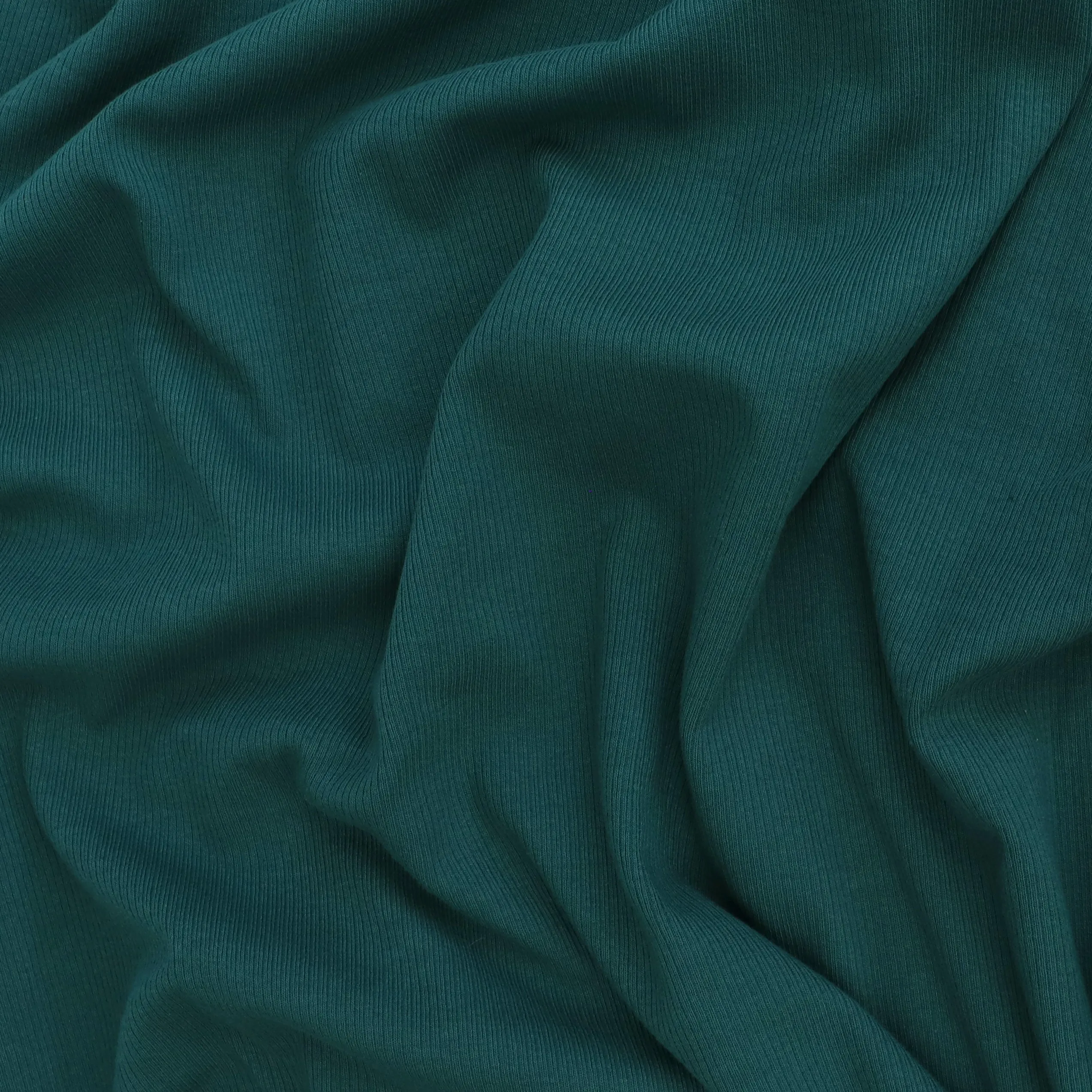 Cotton Narrow Ribbed Jersey - Teal Green