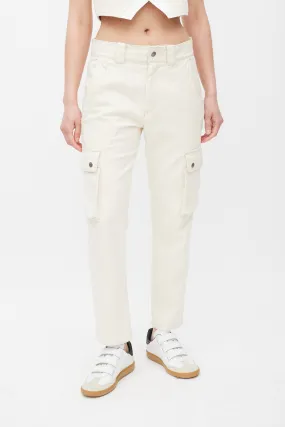 Cream Slim Cargo Trouser