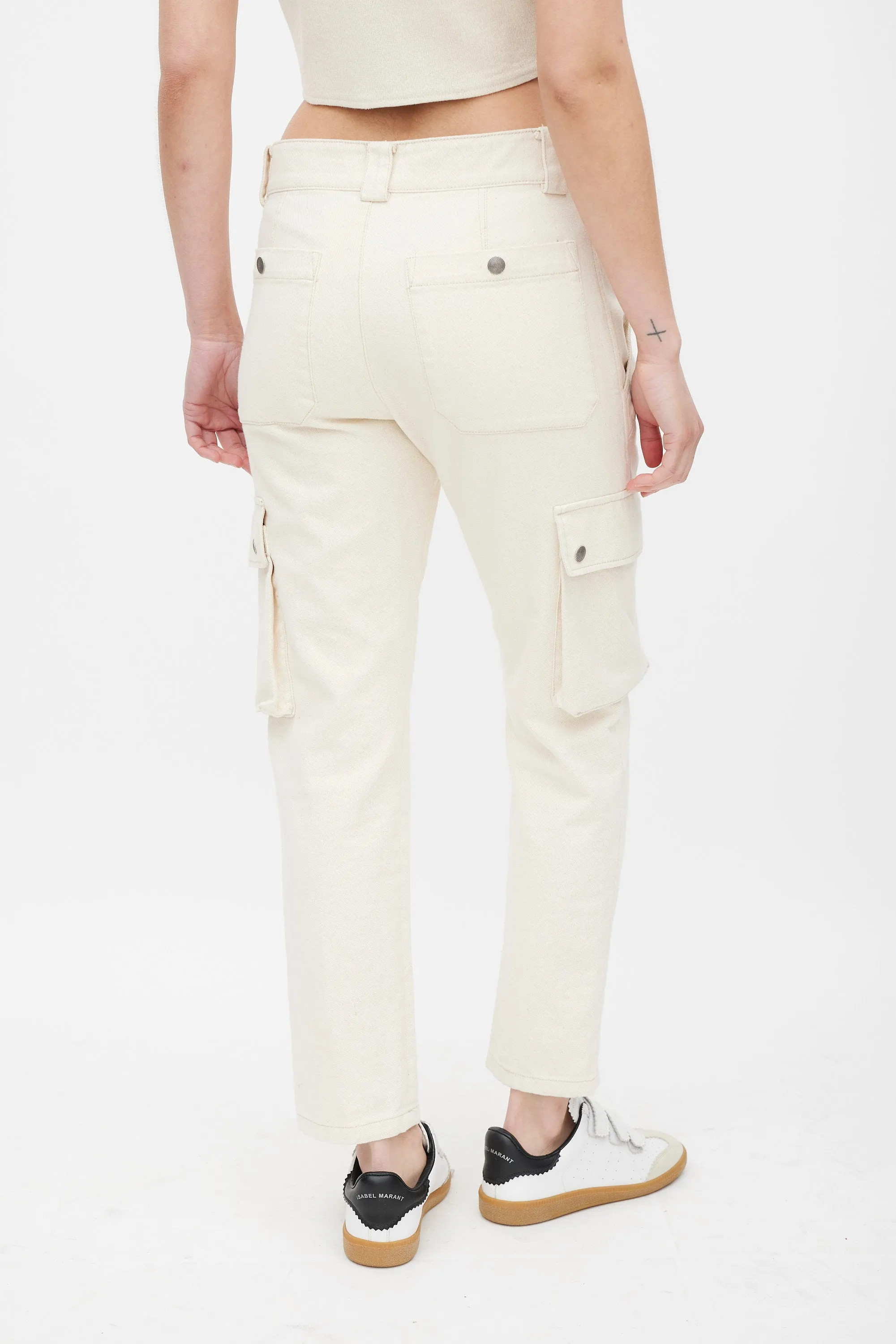 Cream Slim Cargo Trouser