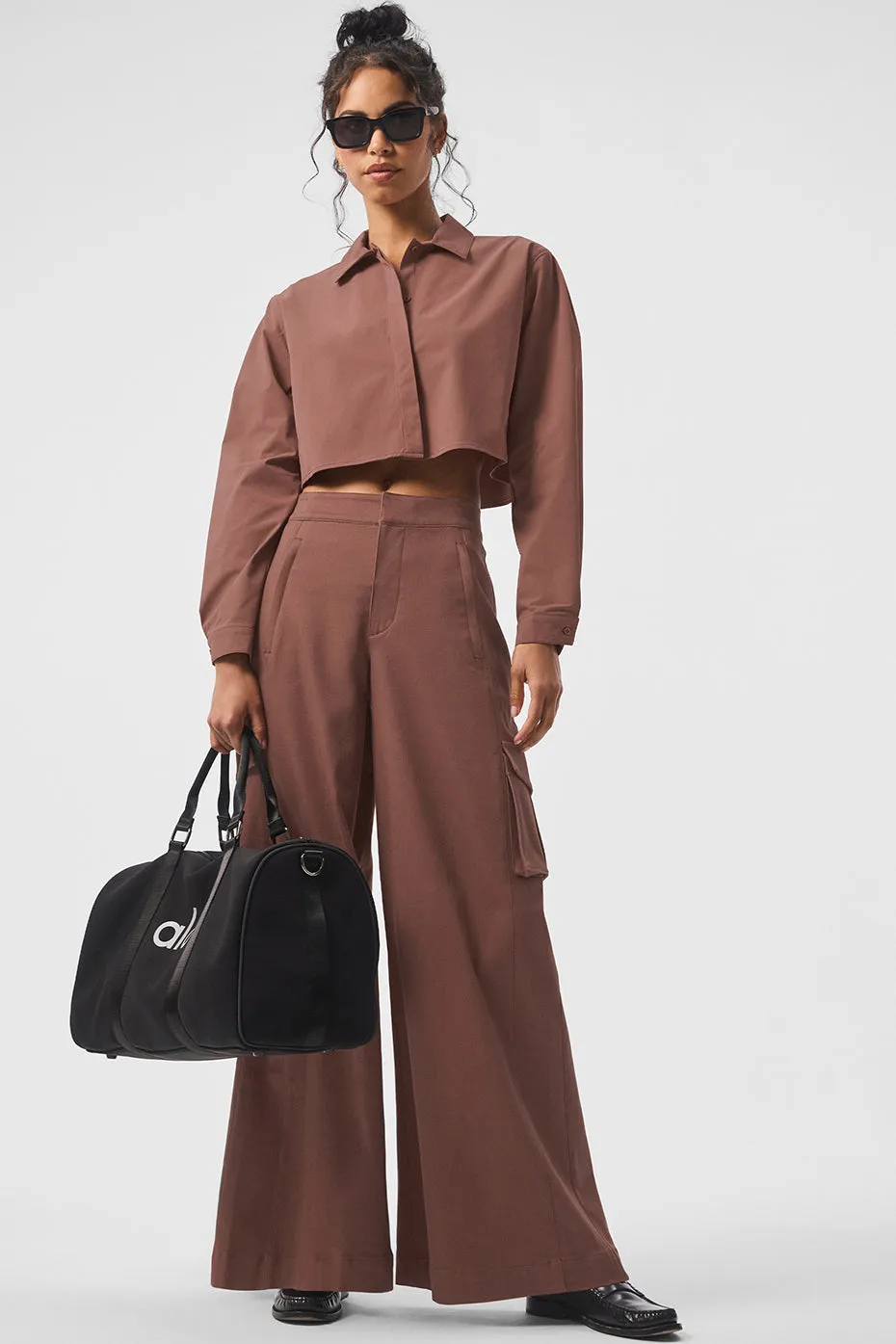 Cropped Take Me Out Button Up - Chestnut