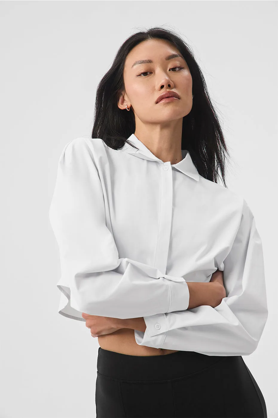 Cropped Take Me Out Button Up - White