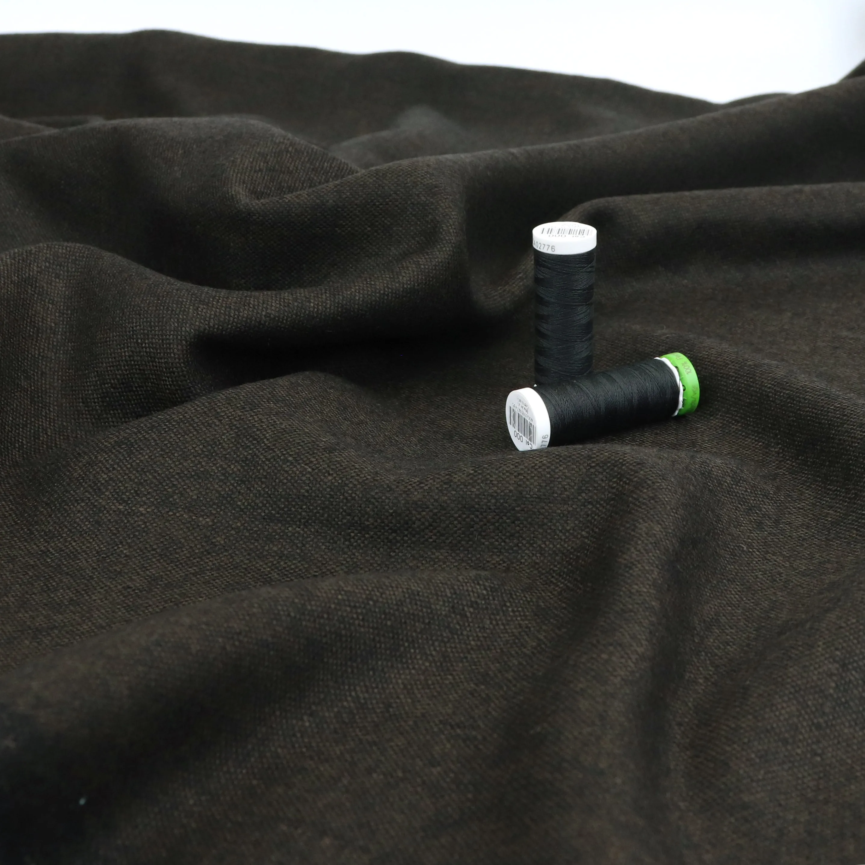 Deadstock Double Faced Wool - Dark Olive   Black - END OF BOLT 95cm