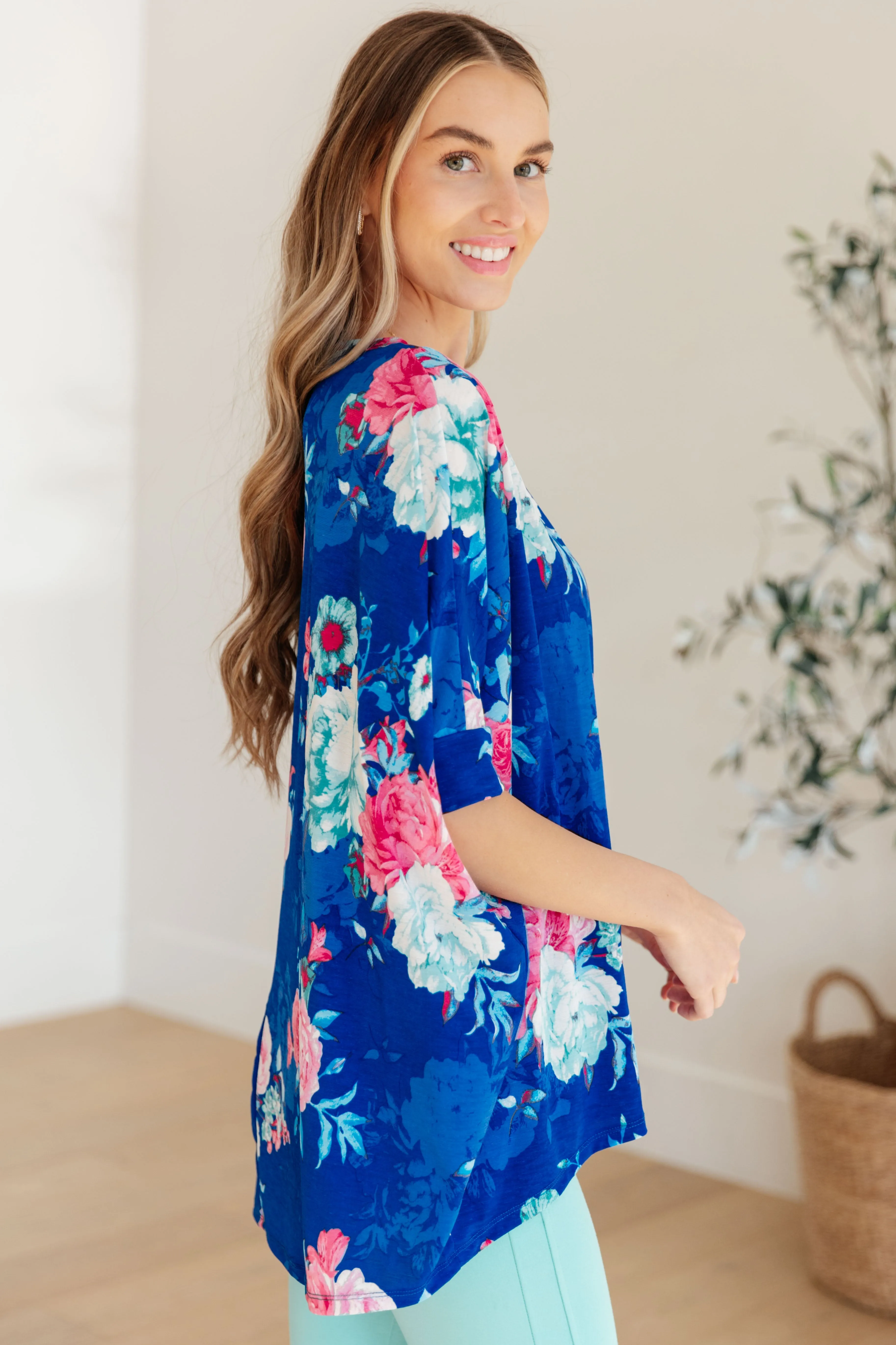 Dear Scarlett Essential Blouse in Royal and Pink Floral