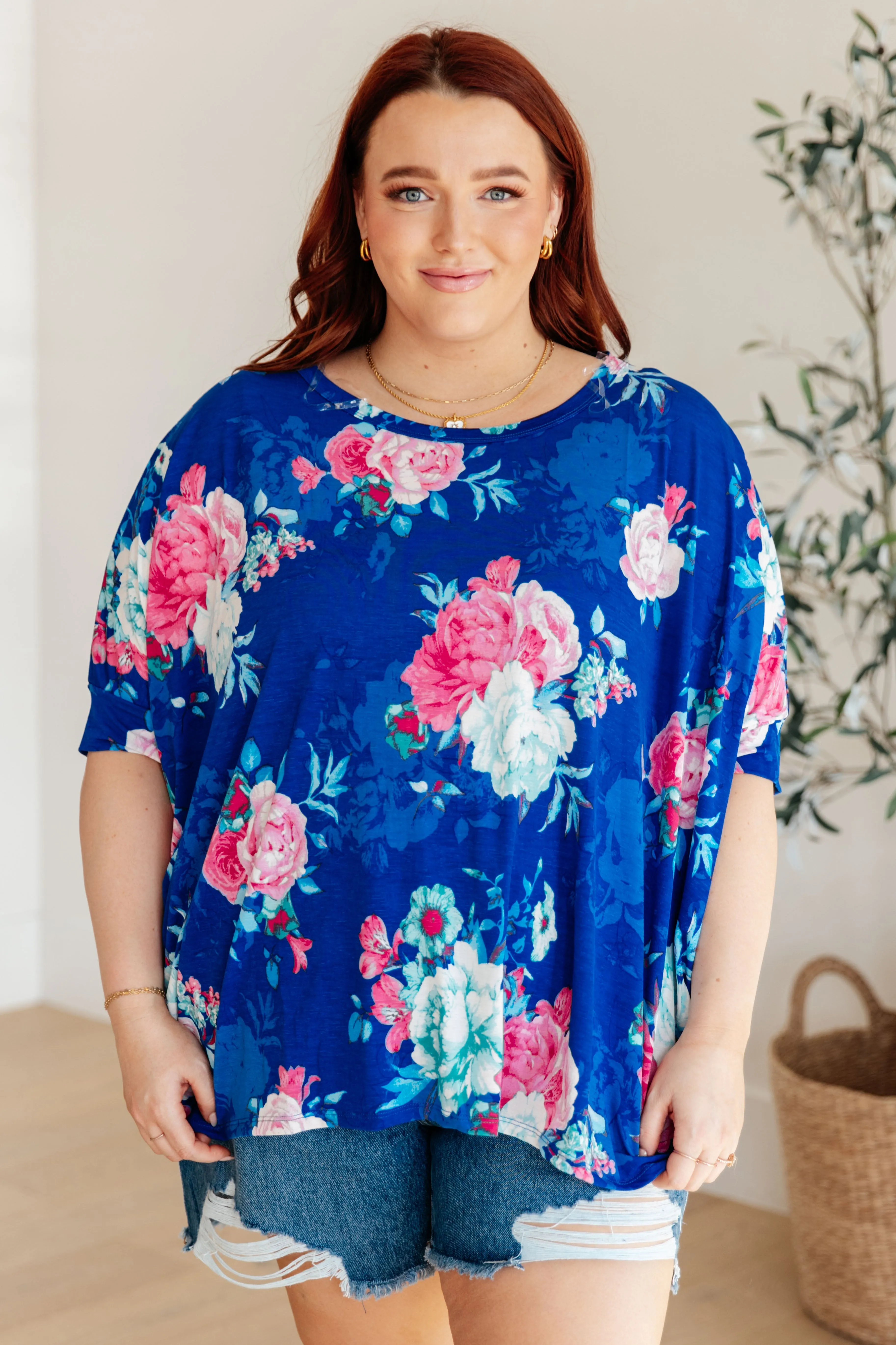 Dear Scarlett Essential Blouse in Royal and Pink Floral