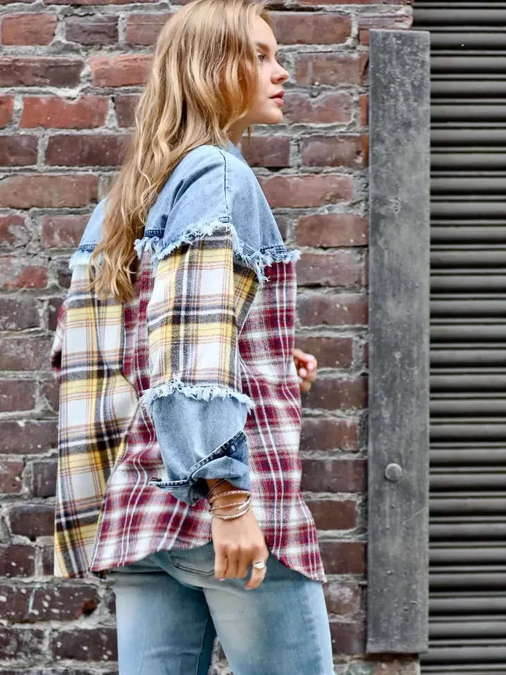 DENIM/PLAID SHACKET