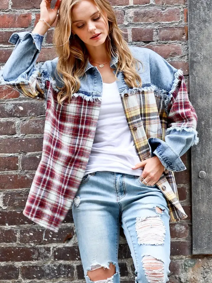 DENIM/PLAID SHACKET