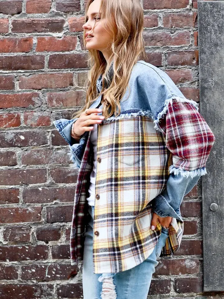 DENIM/PLAID SHACKET