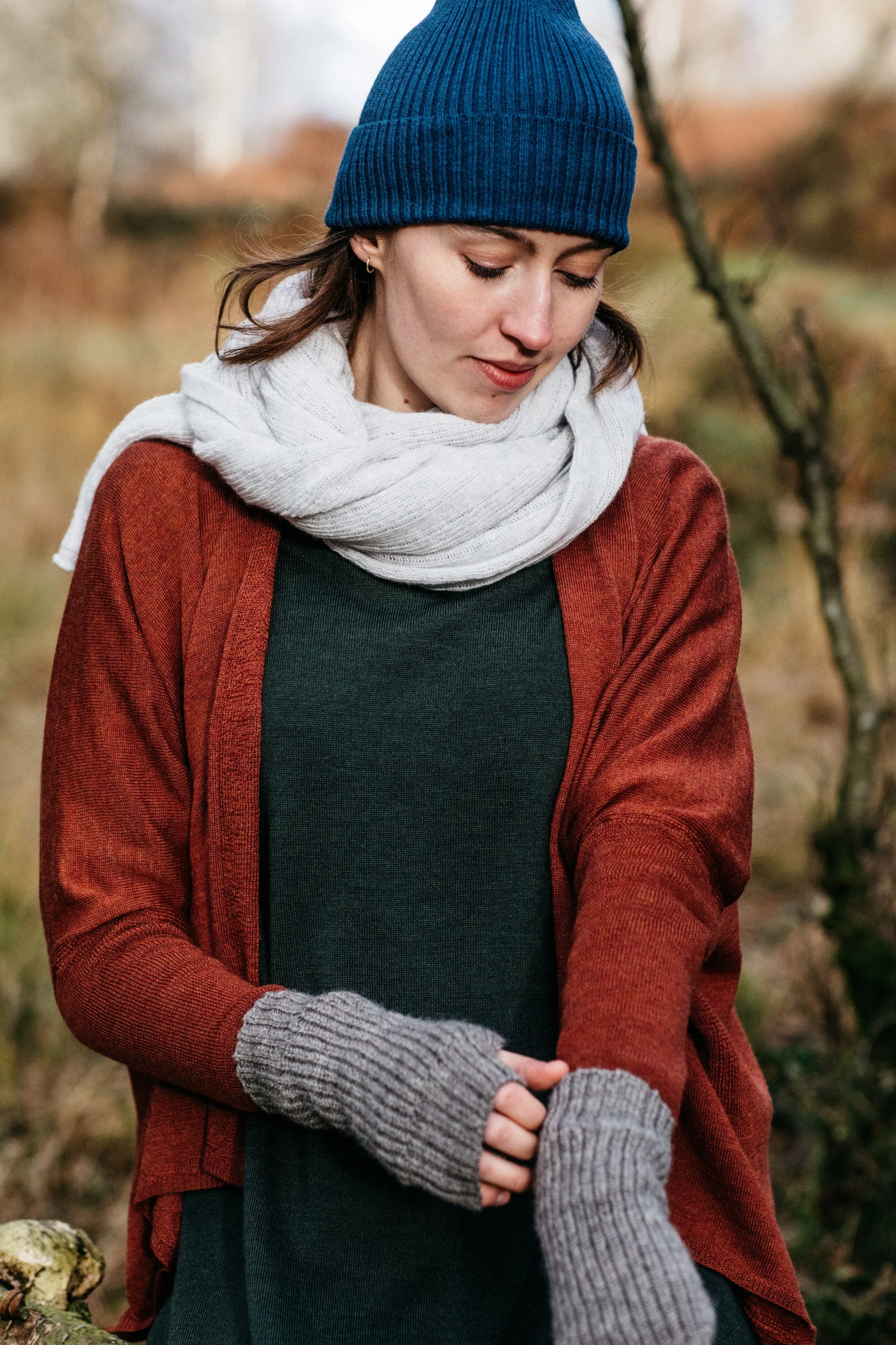 Eden Fine Merino Wrap Cardigan in Sienna