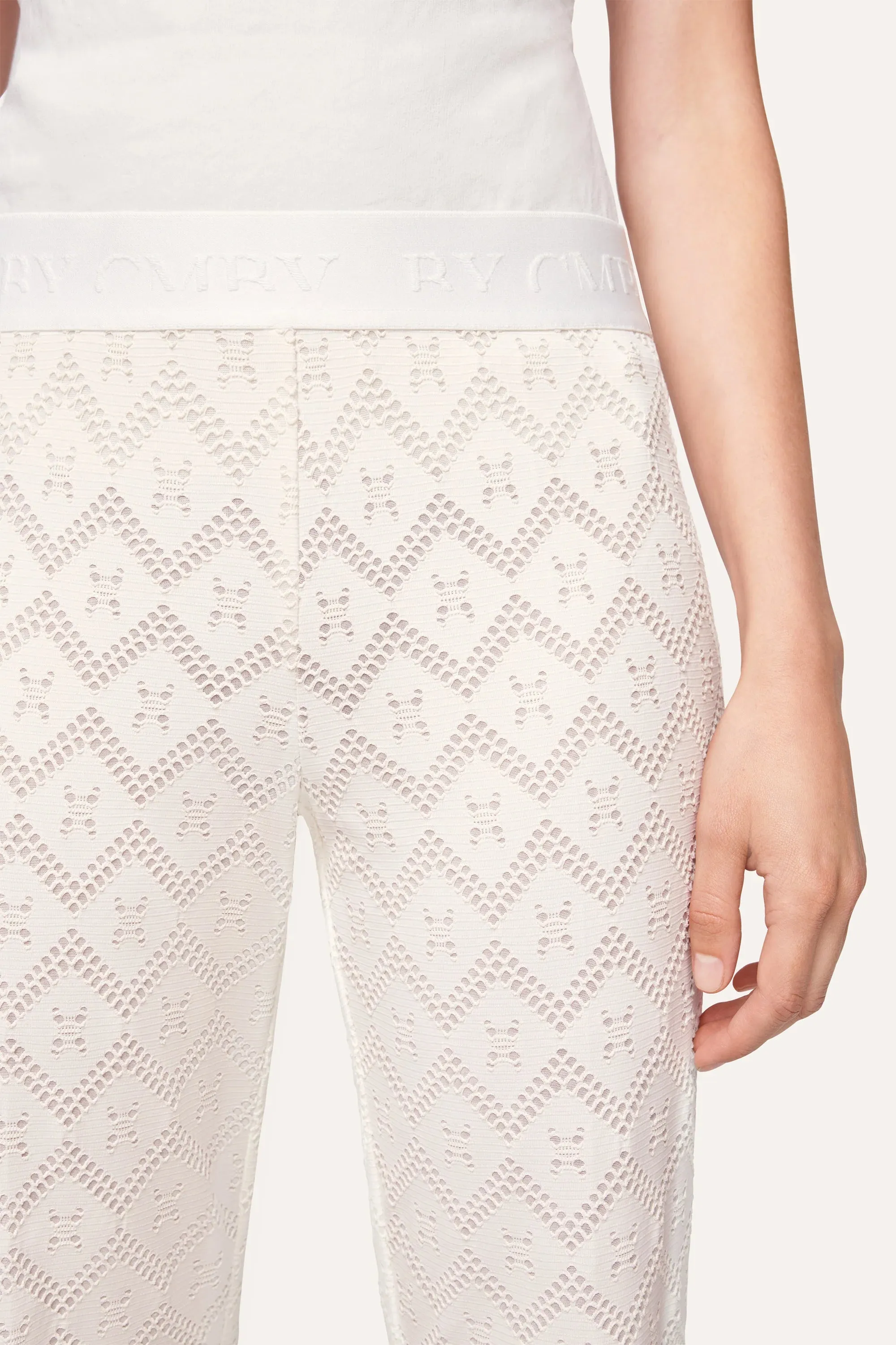 Faith Hose Flared Crop - Raw White